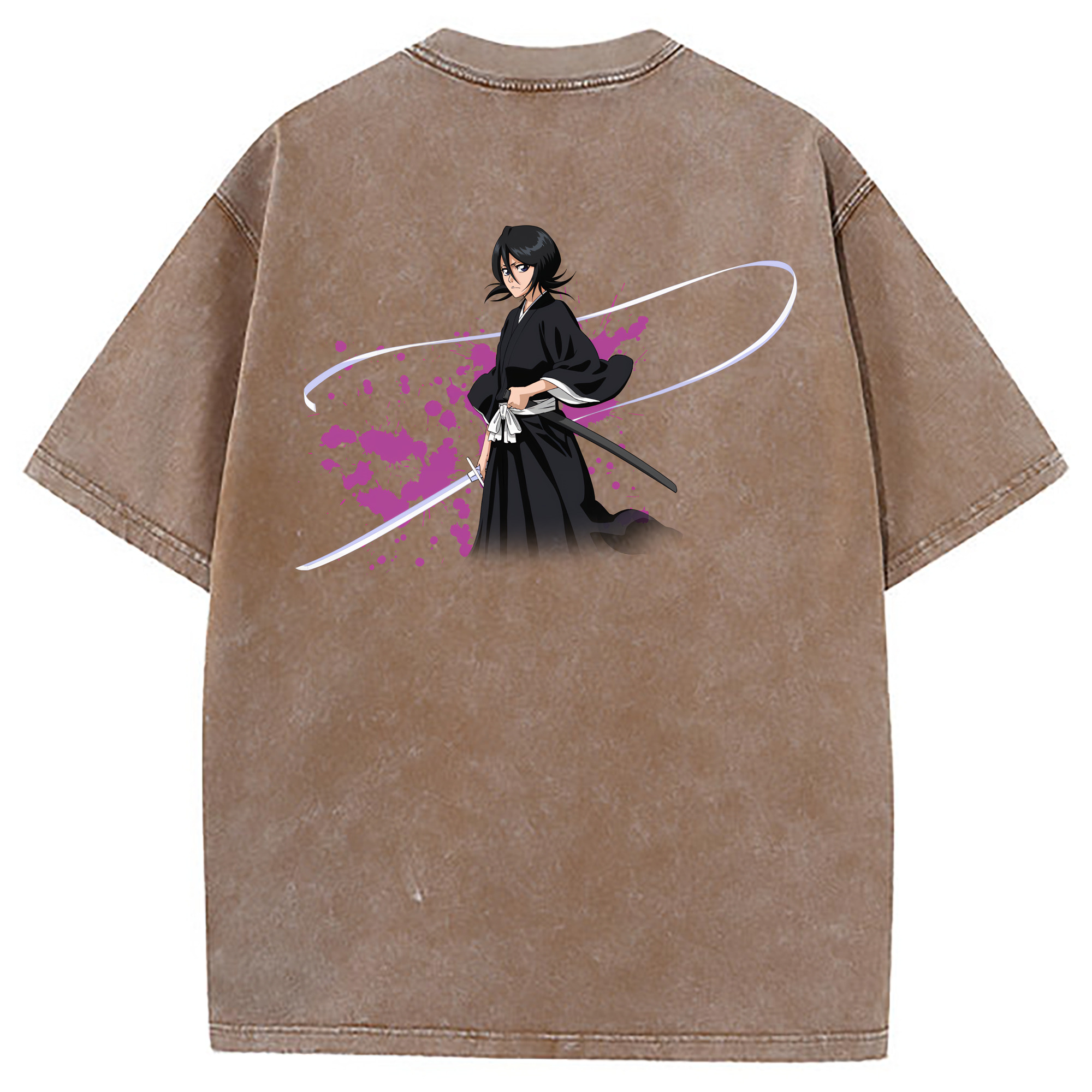 （画像用） ブリーチ 朽木ルキア BLEACH Kuchiki Rukia 綿100% ヴィンテージ風 半袖Tシャツ（背面プリント）