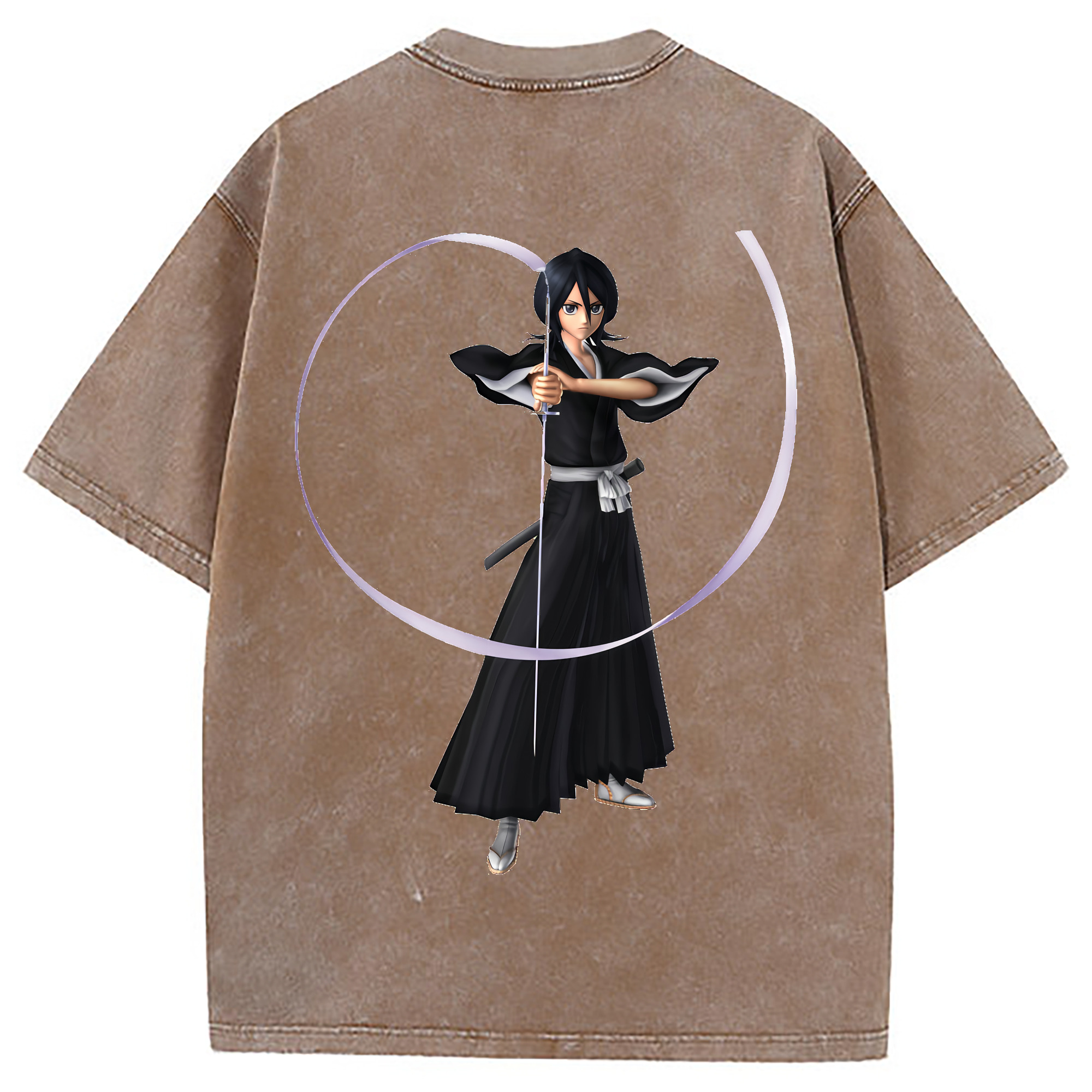 （画像用） ブリーチ 朽木ルキア BLEACH Kuchiki Rukia 綿100% ヴィンテージ風 半袖Tシャツ（背面プリント）