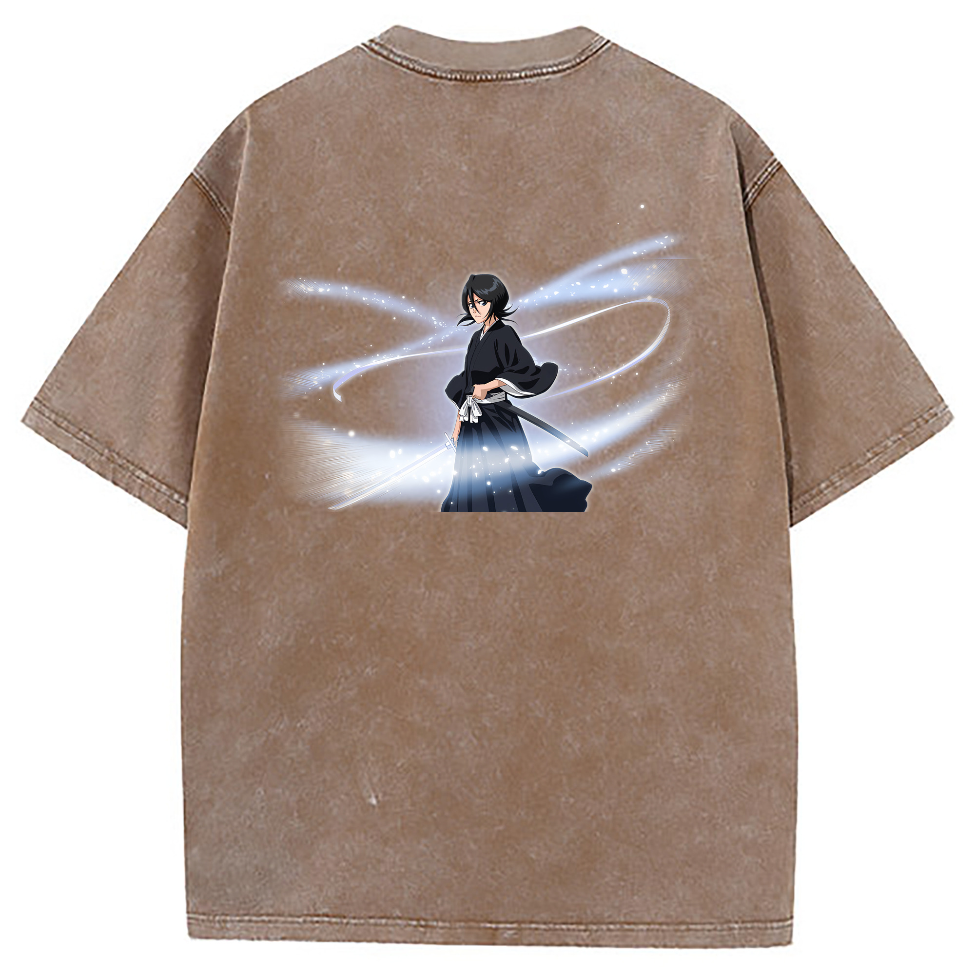 （画像用） ブリーチ 朽木ルキア BLEACH Kuchiki Rukia 綿100% ヴィンテージ風 半袖Tシャツ（背面プリント）