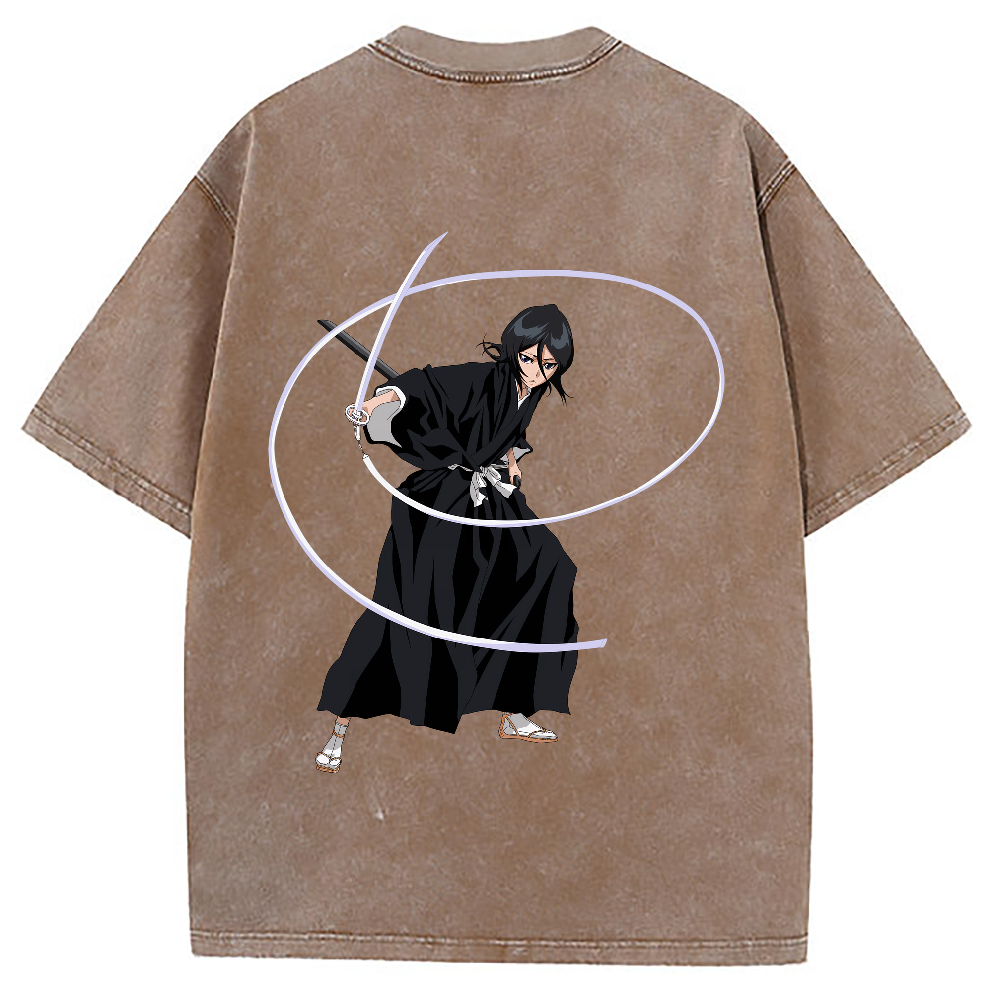 （画像用） ブリーチ 朽木ルキア BLEACH Kuchiki Rukia 綿100% ヴィンテージ風 半袖Tシャツ（背面プリント）