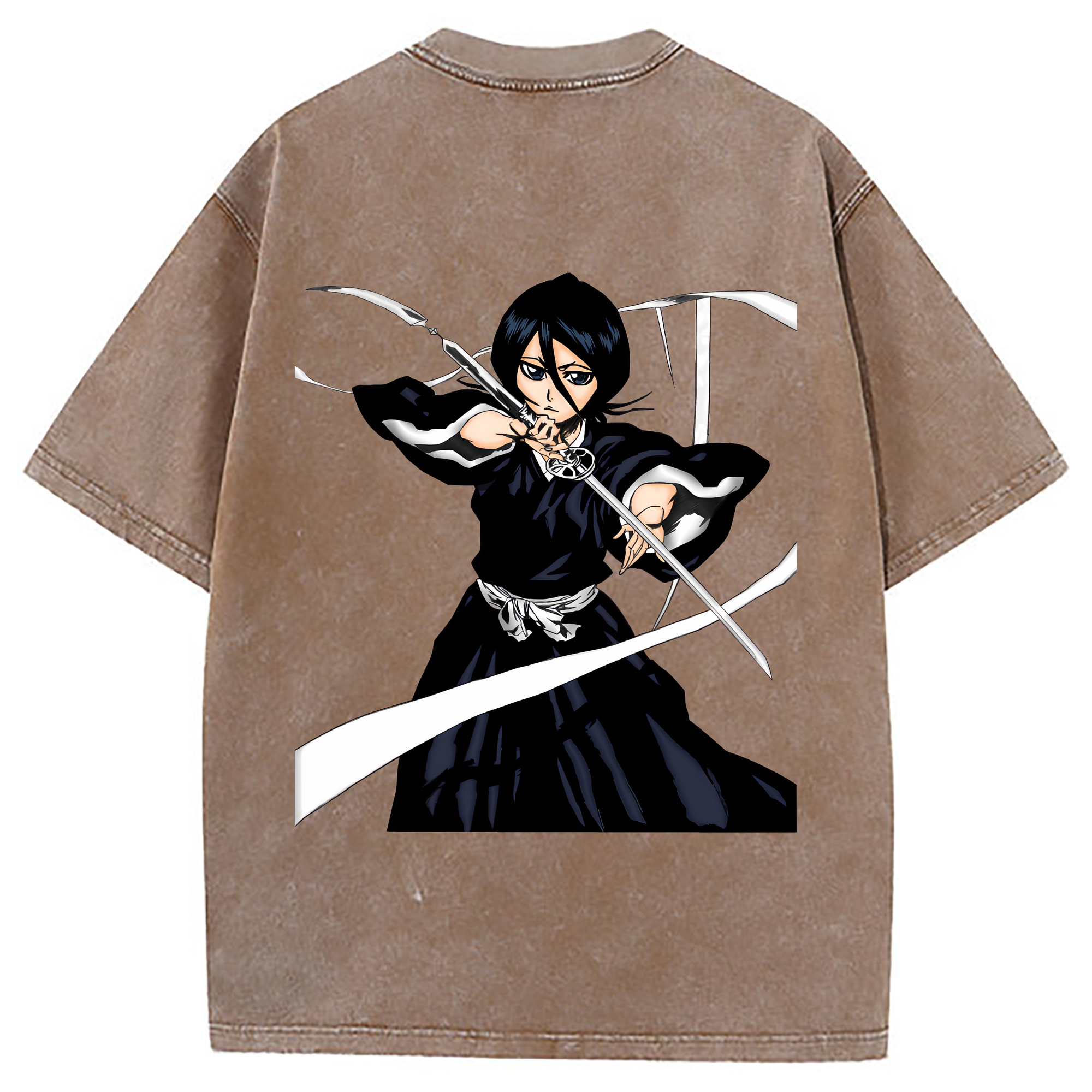 （画像用） ブリーチ 朽木ルキア BLEACH Kuchiki Rukia 綿100% ヴィンテージ風 半袖Tシャツ（背面プリント）