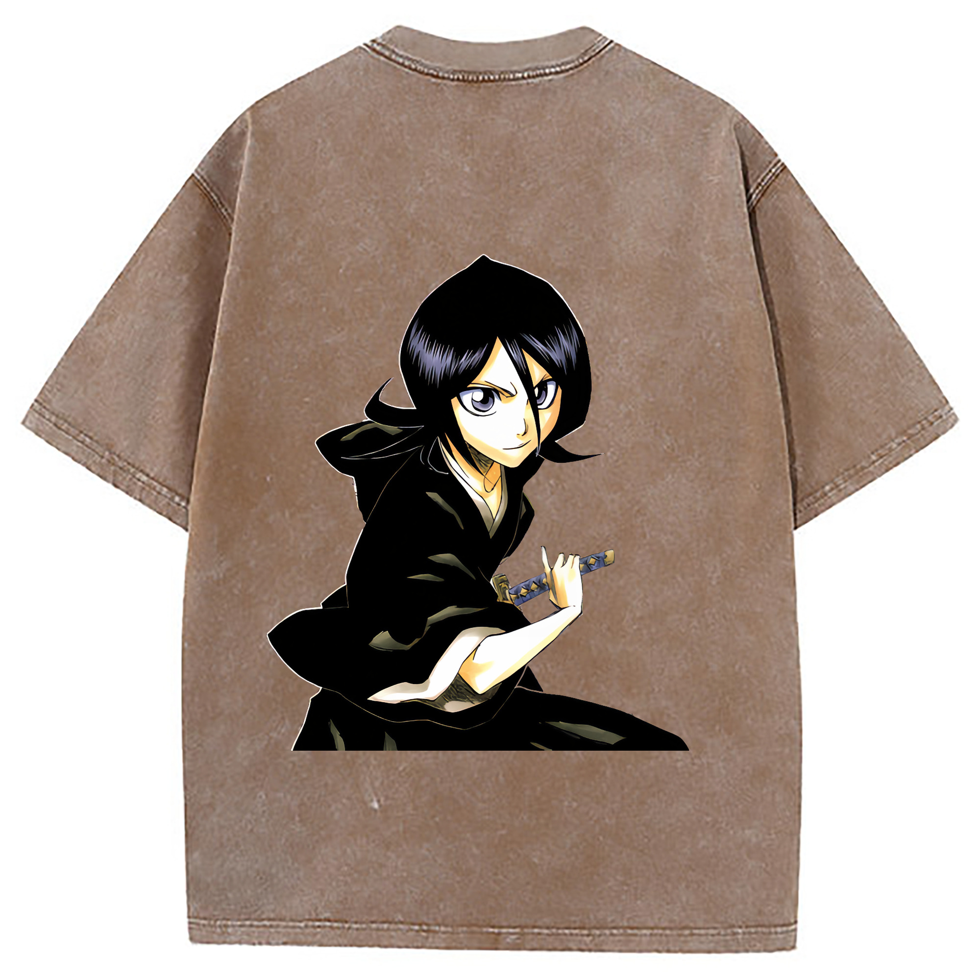 （画像用） ブリーチ 朽木ルキア BLEACH Kuchiki Rukia 綿100% ヴィンテージ風 半袖Tシャツ（背面プリント）