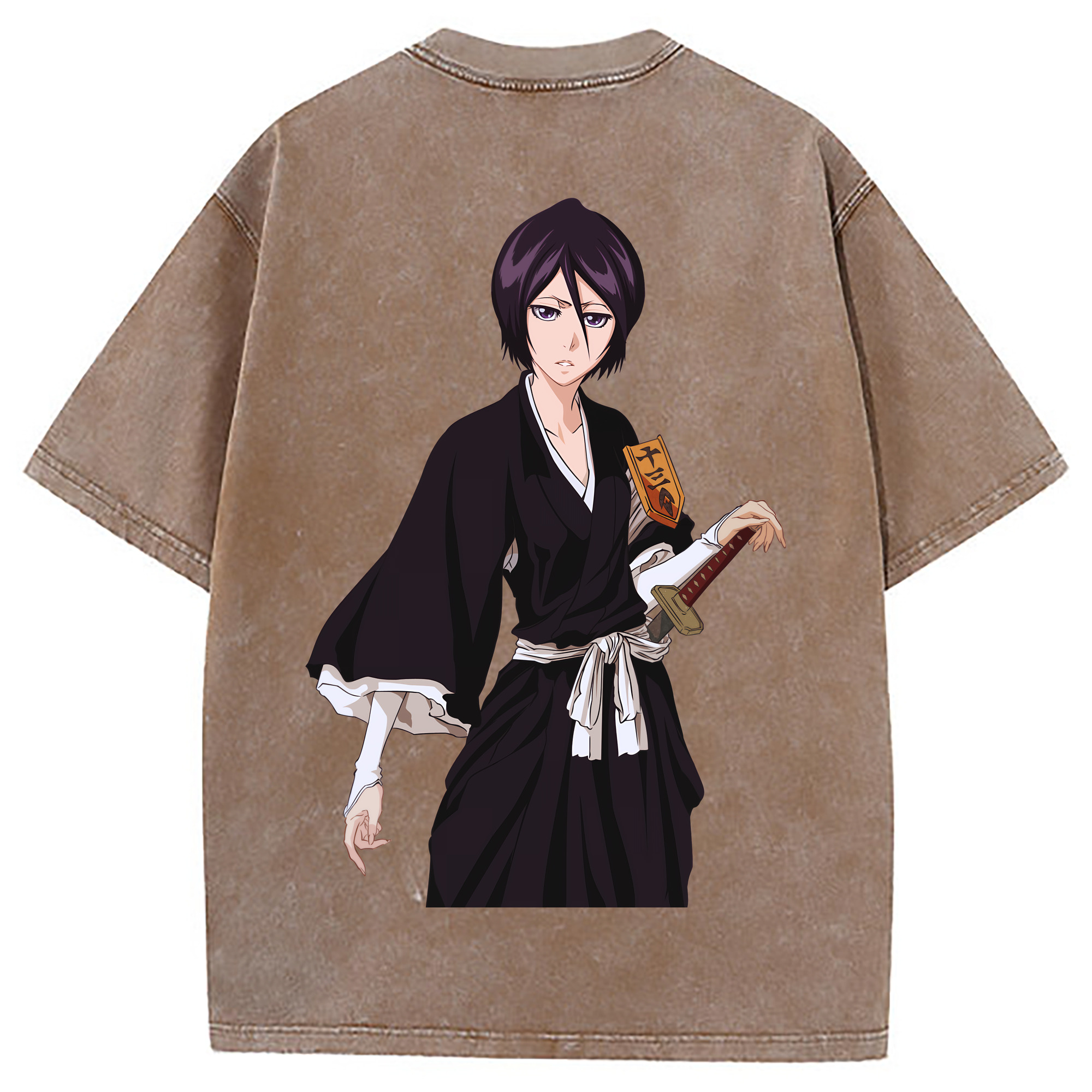 （画像用） ブリーチ 朽木ルキア BLEACH Kuchiki Rukia 綿100% ヴィンテージ風 半袖Tシャツ（背面プリント）