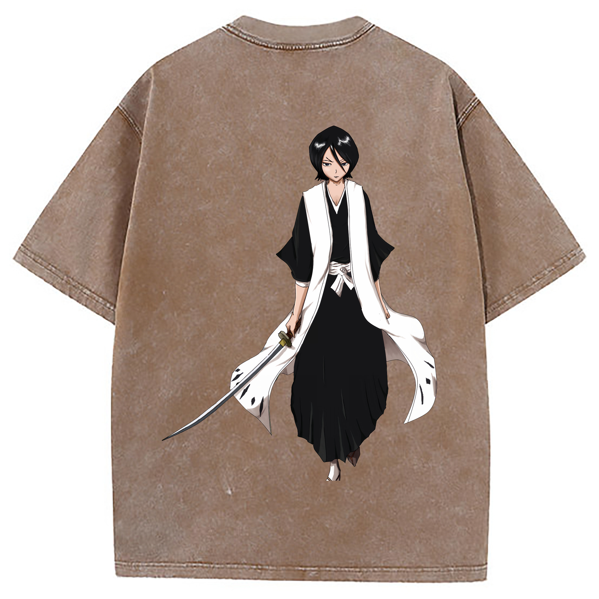 （画像用） ブリーチ 朽木ルキア BLEACH Kuchiki Rukia 綿100% ヴィンテージ風 半袖Tシャツ（背面プリント）