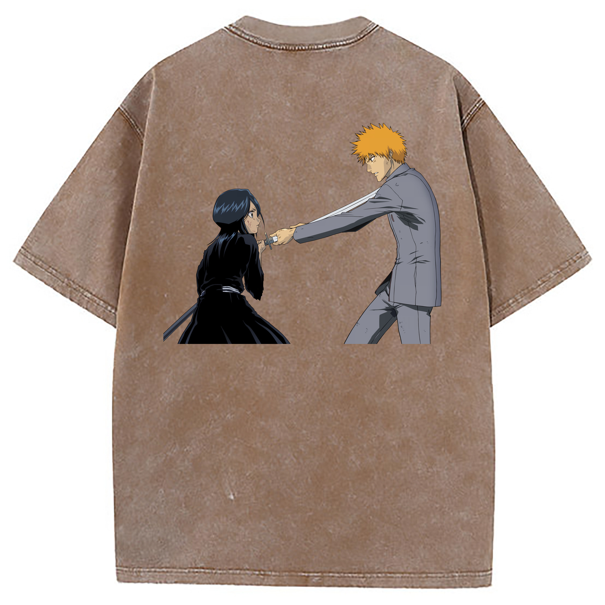 （画像用） ブリーチ 朽木ルキア BLEACH Kuchiki Rukia 綿100% ヴィンテージ風 半袖Tシャツ（背面プリント）
