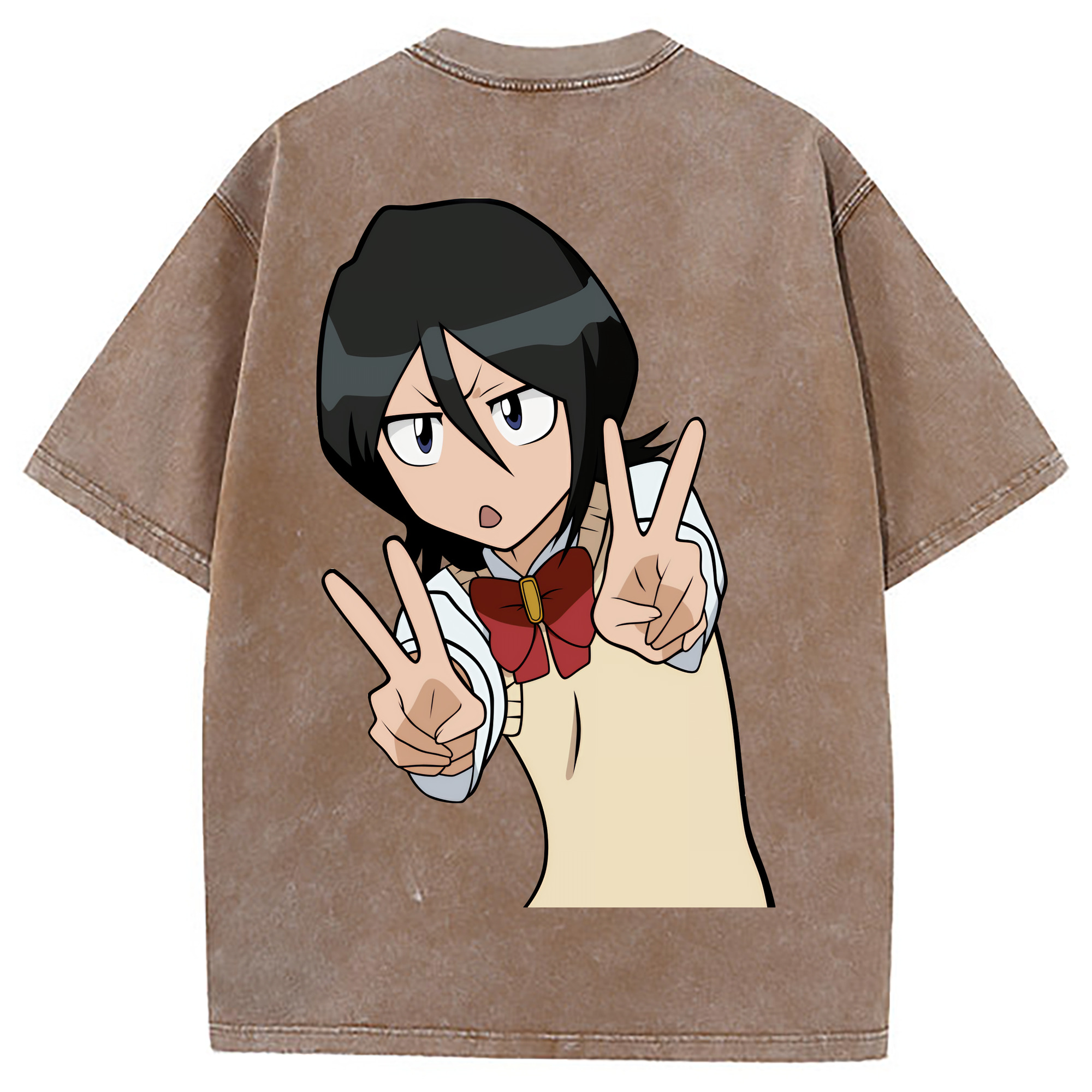 （画像用） ブリーチ 朽木ルキア BLEACH Kuchiki Rukia 綿100% ヴィンテージ風 半袖Tシャツ（背面プリント）