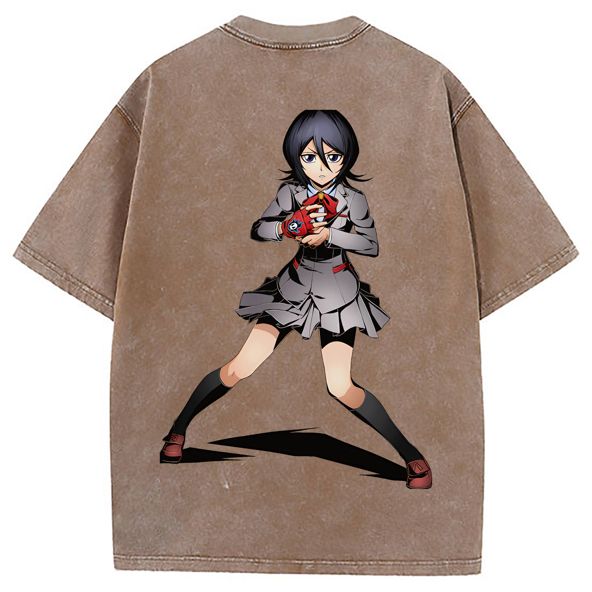 （画像用） ブリーチ 朽木ルキア BLEACH Kuchiki Rukia 綿100% ヴィンテージ風 半袖Tシャツ（背面プリント）