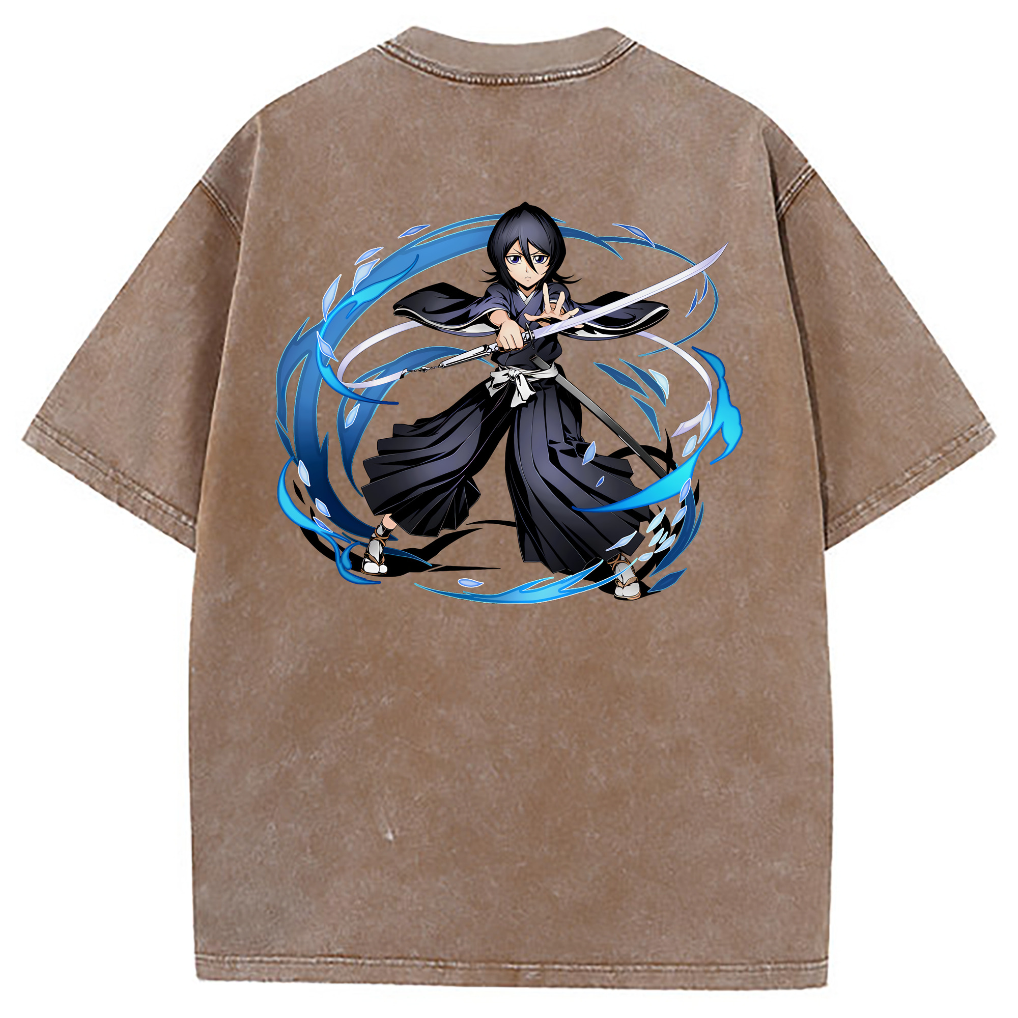 （画像用） ブリーチ 朽木ルキア BLEACH Kuchiki Rukia 綿100% ヴィンテージ風 半袖Tシャツ（背面プリント）