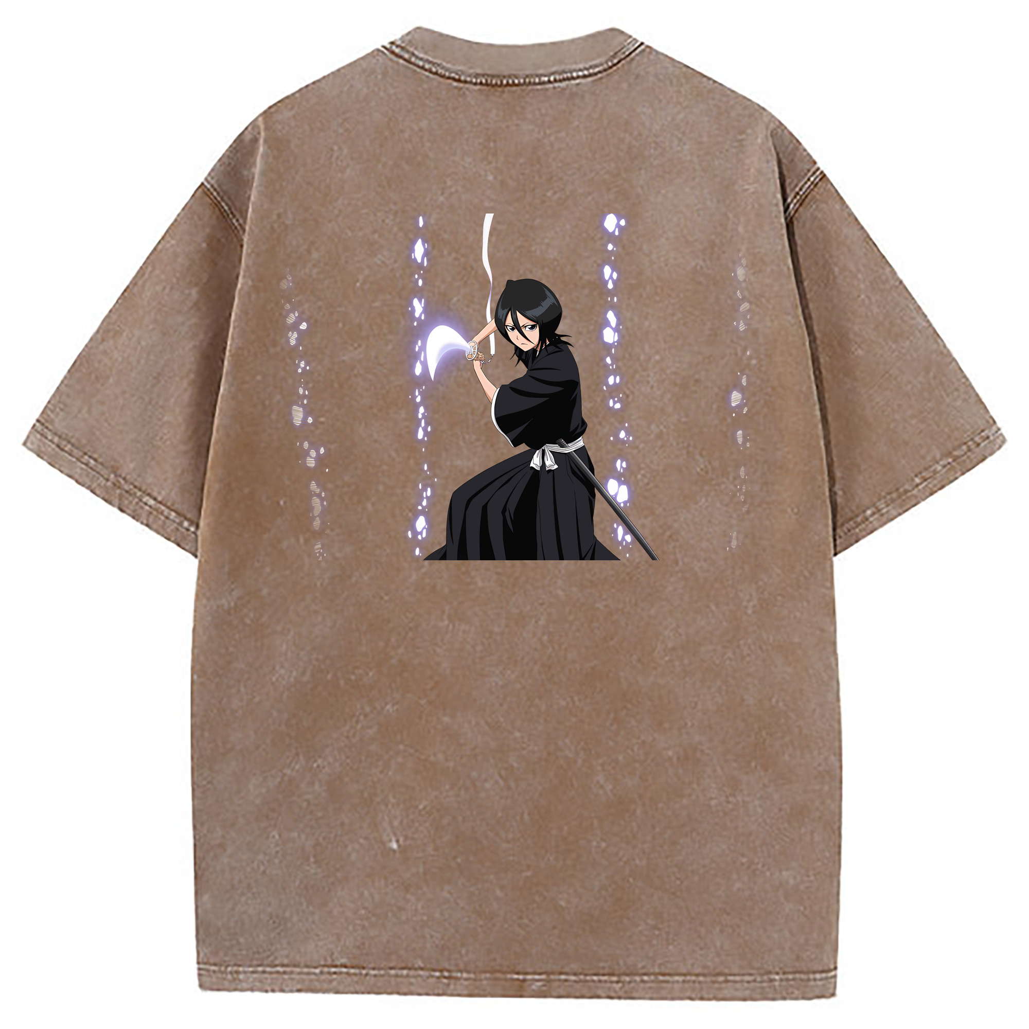 （画像用） ブリーチ 朽木ルキア BLEACH Kuchiki Rukia 綿100% ヴィンテージ風 半袖Tシャツ（背面プリント）