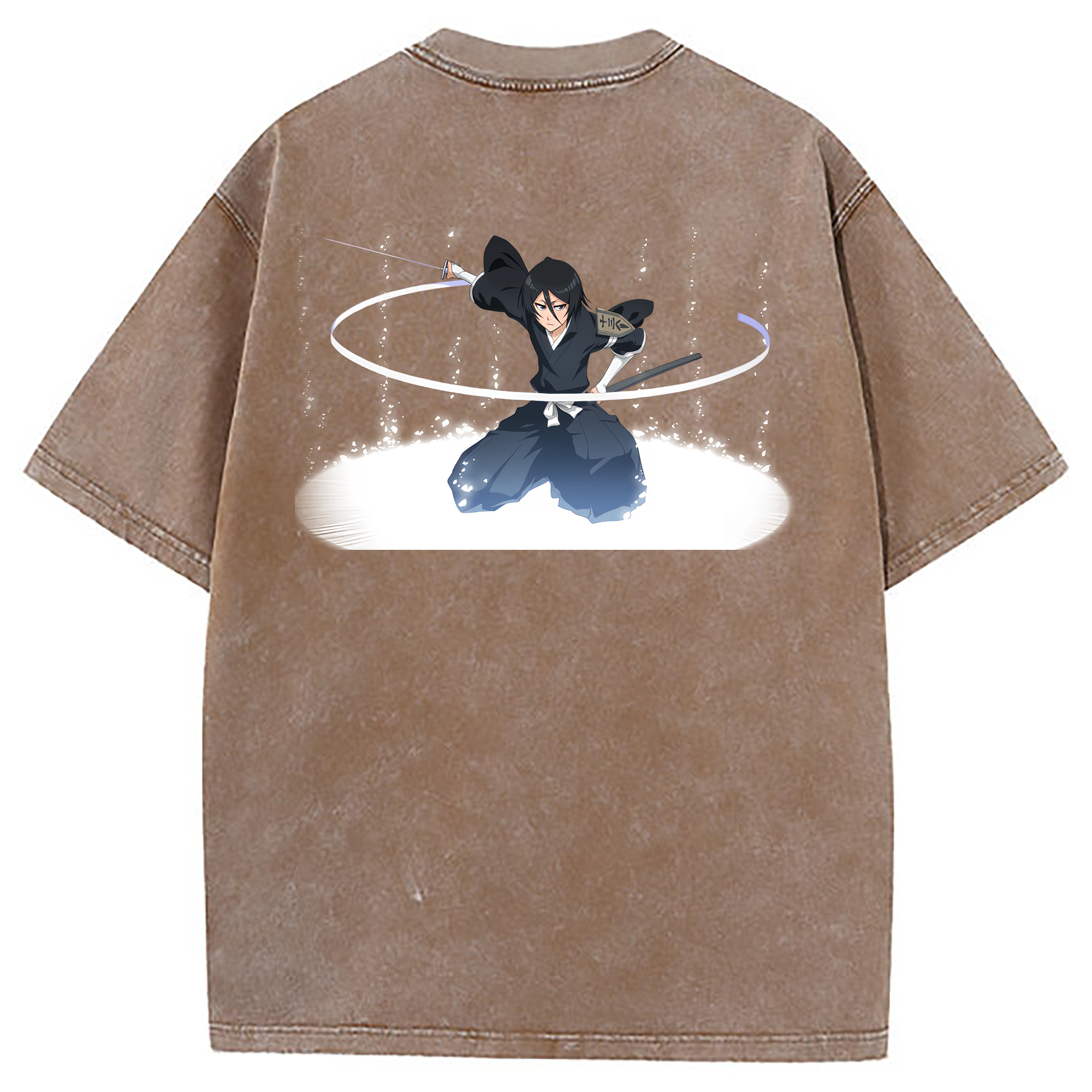 （画像用） ブリーチ 朽木ルキア BLEACH Kuchiki Rukia 綿100% ヴィンテージ風 半袖Tシャツ（背面プリント）