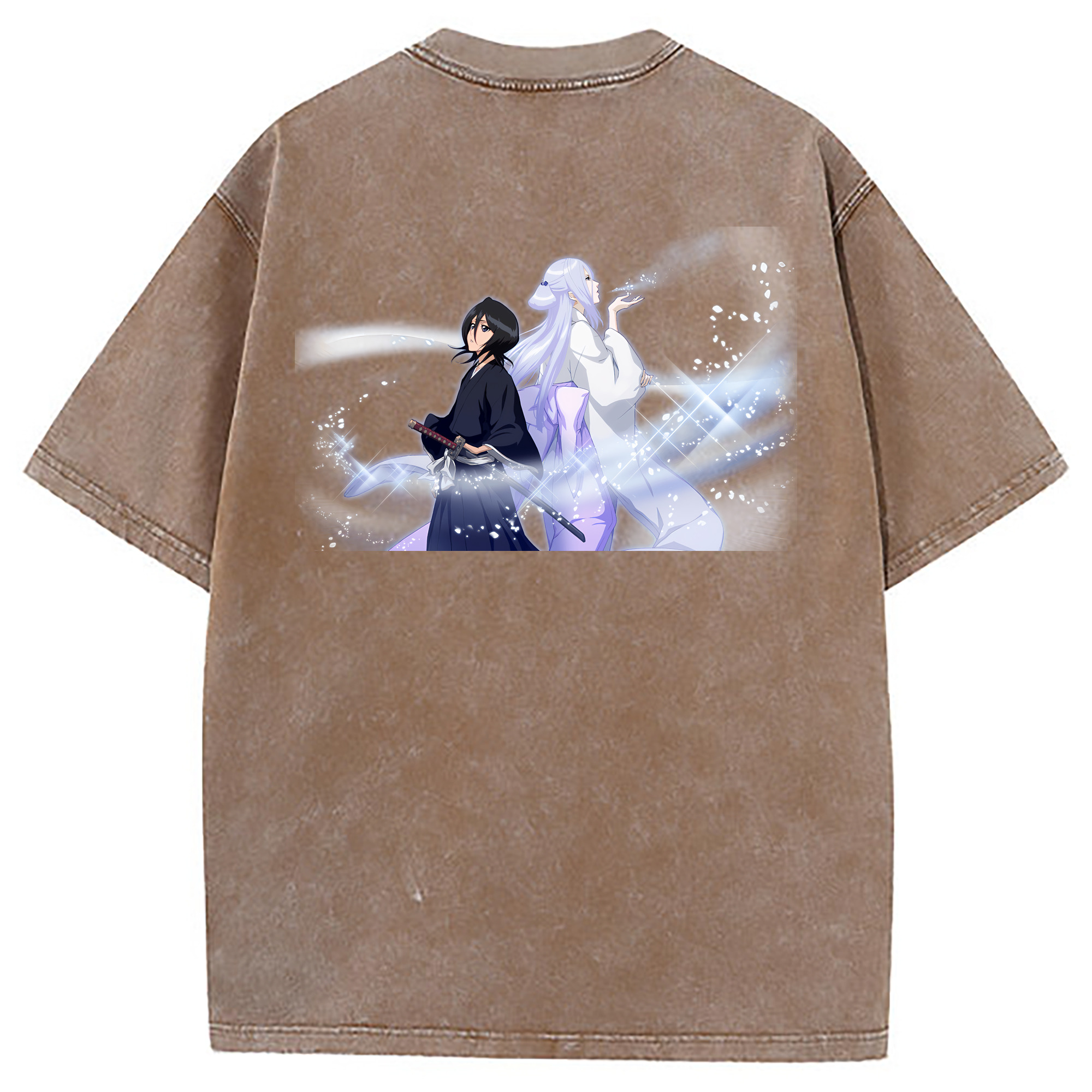 （画像用） ブリーチ 朽木ルキア BLEACH Kuchiki Rukia 綿100% ヴィンテージ風 半袖Tシャツ（背面プリント）