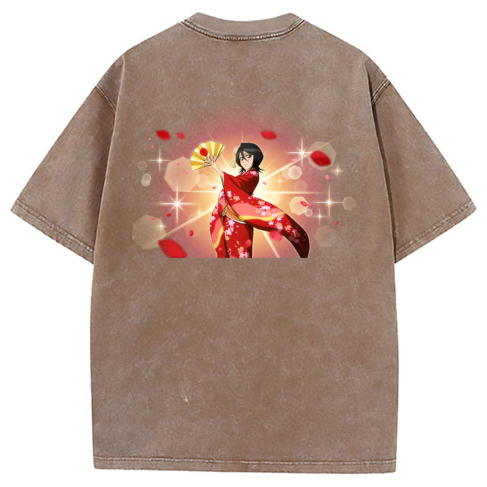 （画像用） ブリーチ 朽木ルキア BLEACH Kuchiki Rukia 綿100% ヴィンテージ風 半袖Tシャツ（背面プリント）