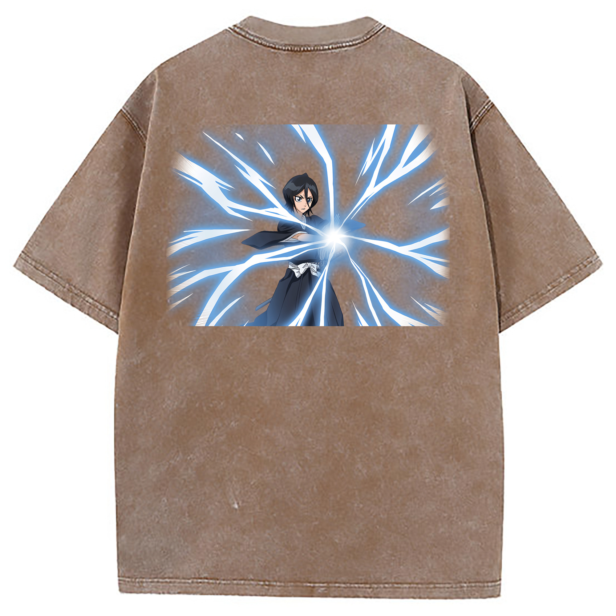 （画像用） ブリーチ 朽木ルキア BLEACH Kuchiki Rukia 綿100% ヴィンテージ風 半袖Tシャツ（背面プリント）
