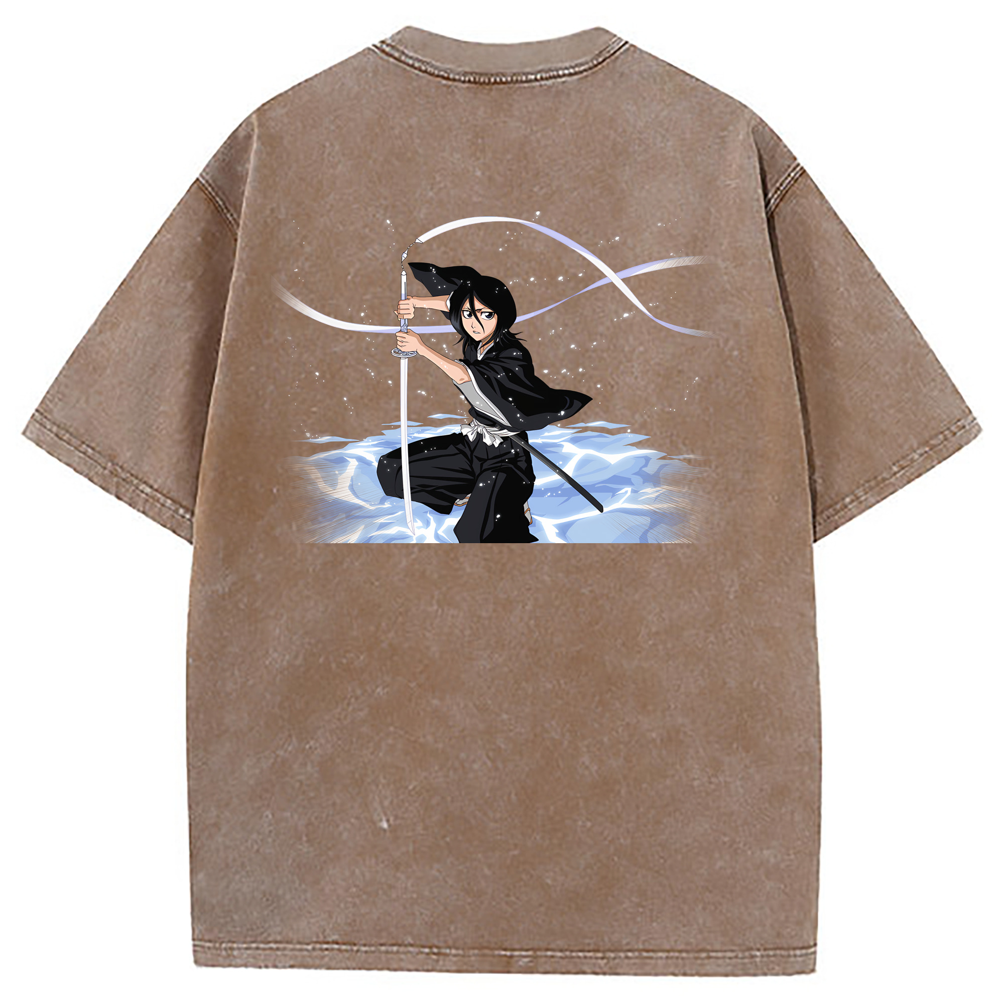 （画像用） ブリーチ 朽木ルキア BLEACH Kuchiki Rukia 綿100% ヴィンテージ風 半袖Tシャツ（背面プリント）