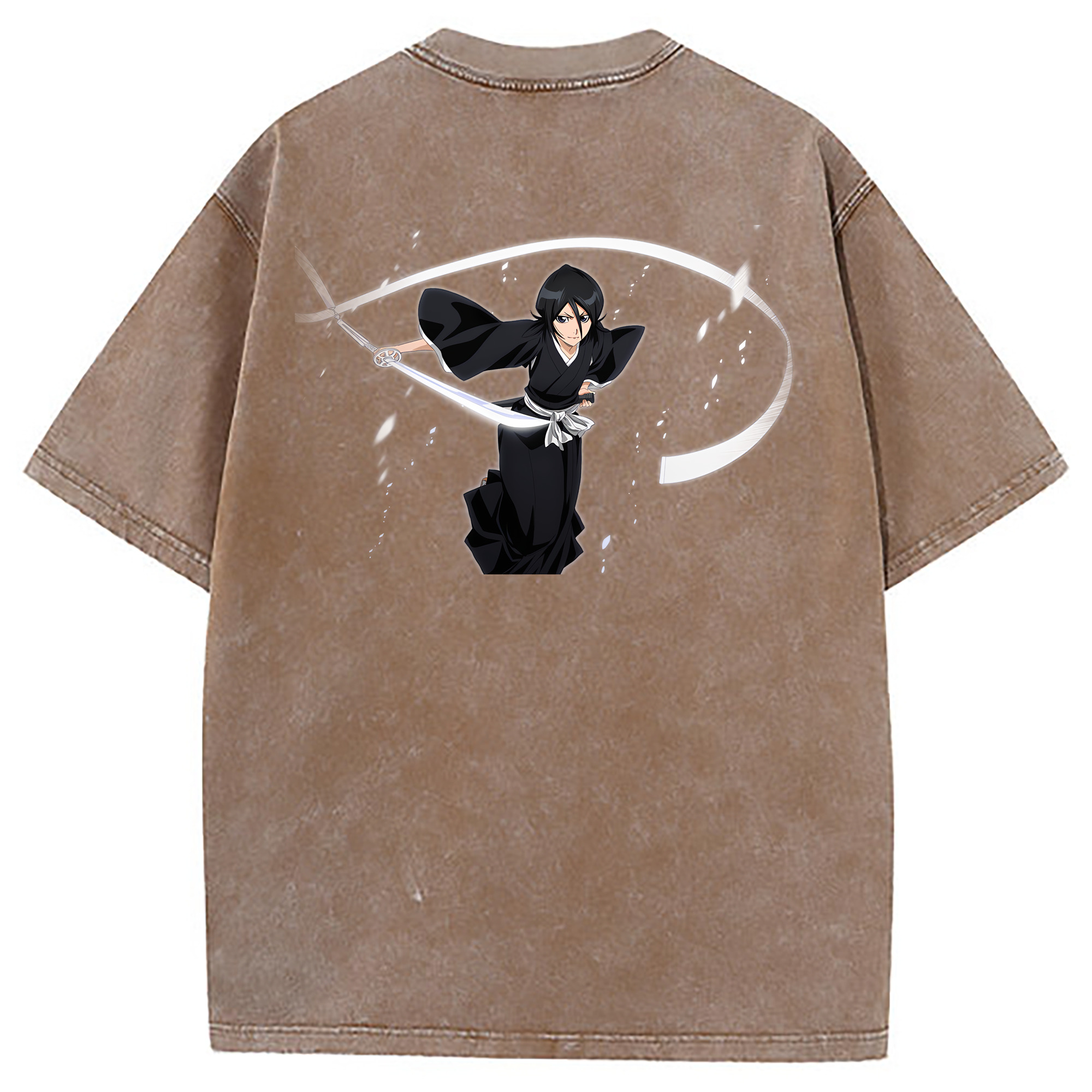 （画像用） ブリーチ 朽木ルキア BLEACH Kuchiki Rukia 綿100% ヴィンテージ風 半袖Tシャツ（背面プリント）
