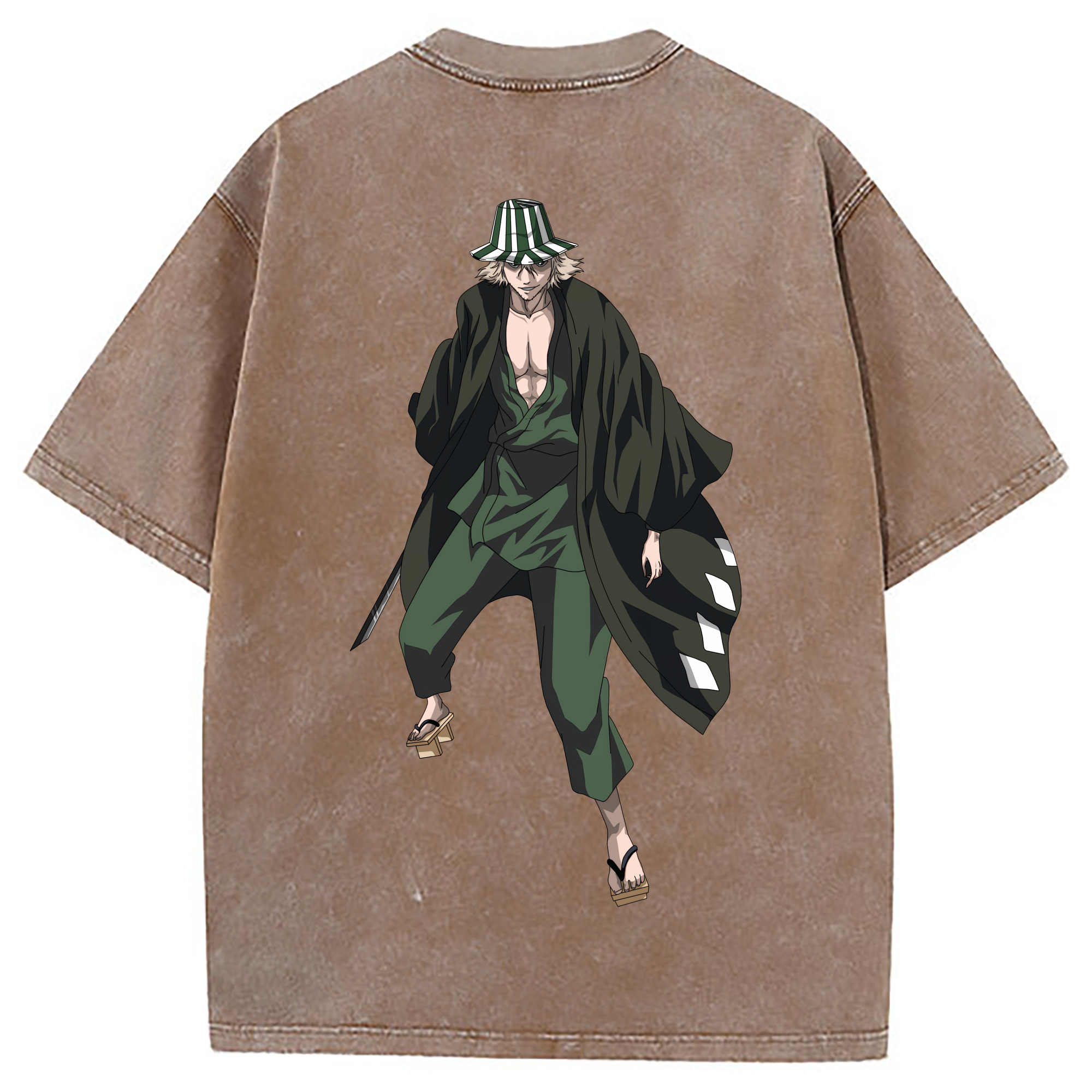 （画像用） "ブリーチ 浦原 喜助（うらはら きすけ） BLEACH Urahara Kisuke " 綿100% ヴィンテージ風 半袖Tシャツ（背面プリント）