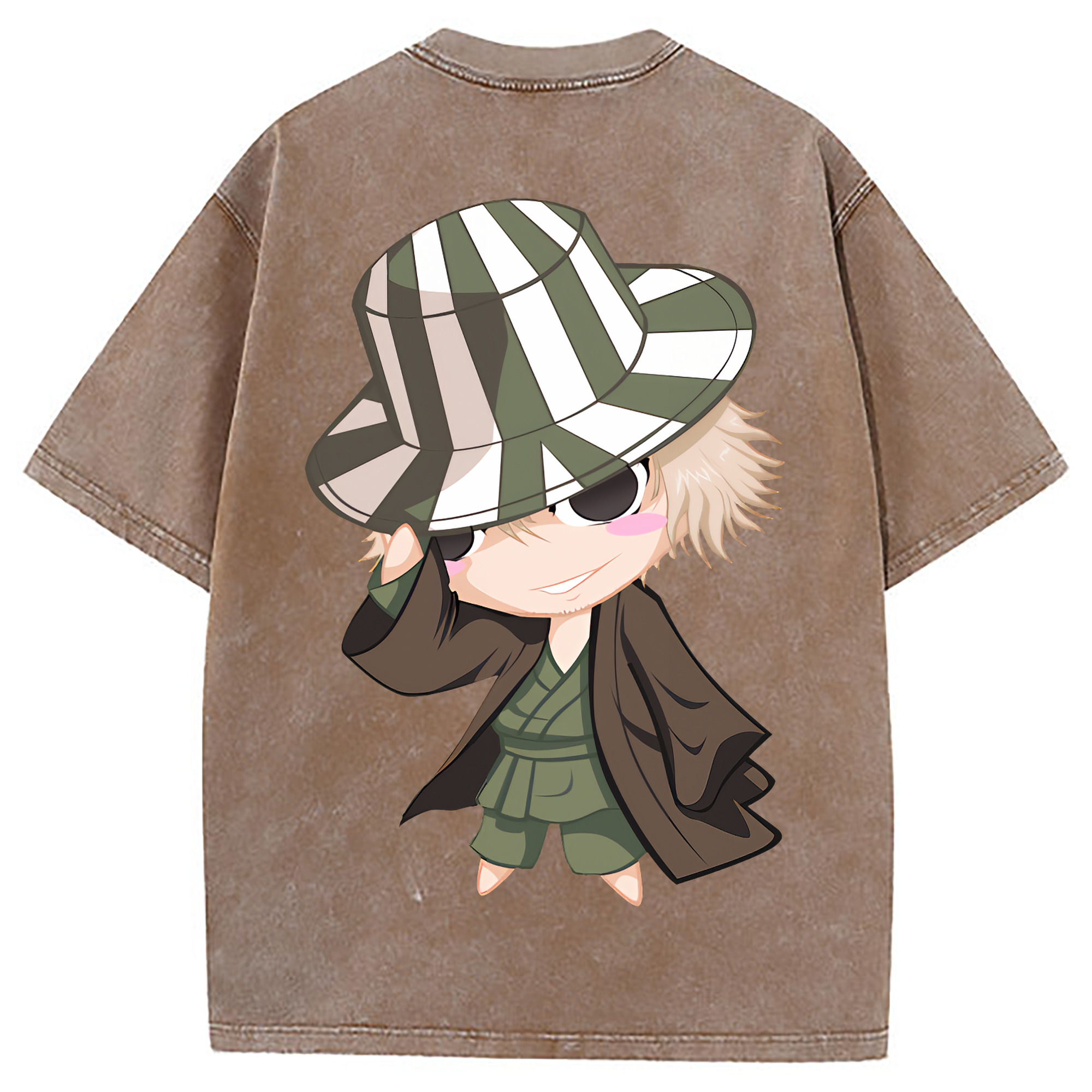 （画像用） "ブリーチ 浦原 喜助（うらはら きすけ） BLEACH Urahara Kisuke " 綿100% ヴィンテージ風 半袖Tシャツ（背面プリント）