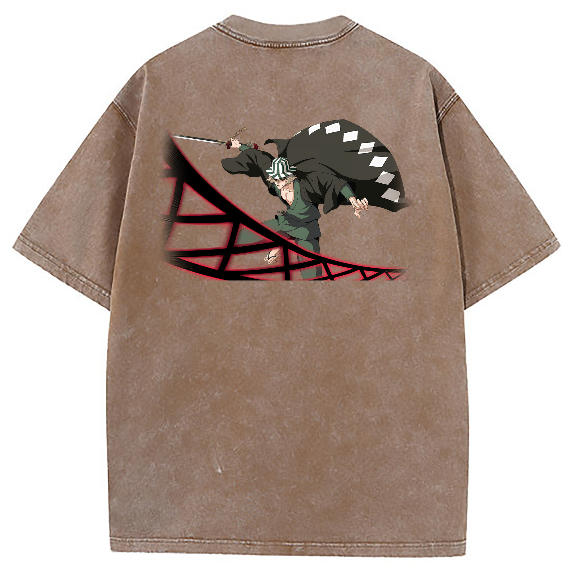 （画像用） "ブリーチ 浦原 喜助（うらはら きすけ） BLEACH Urahara Kisuke " 綿100% ヴィンテージ風 半袖Tシャツ（背面プリント）