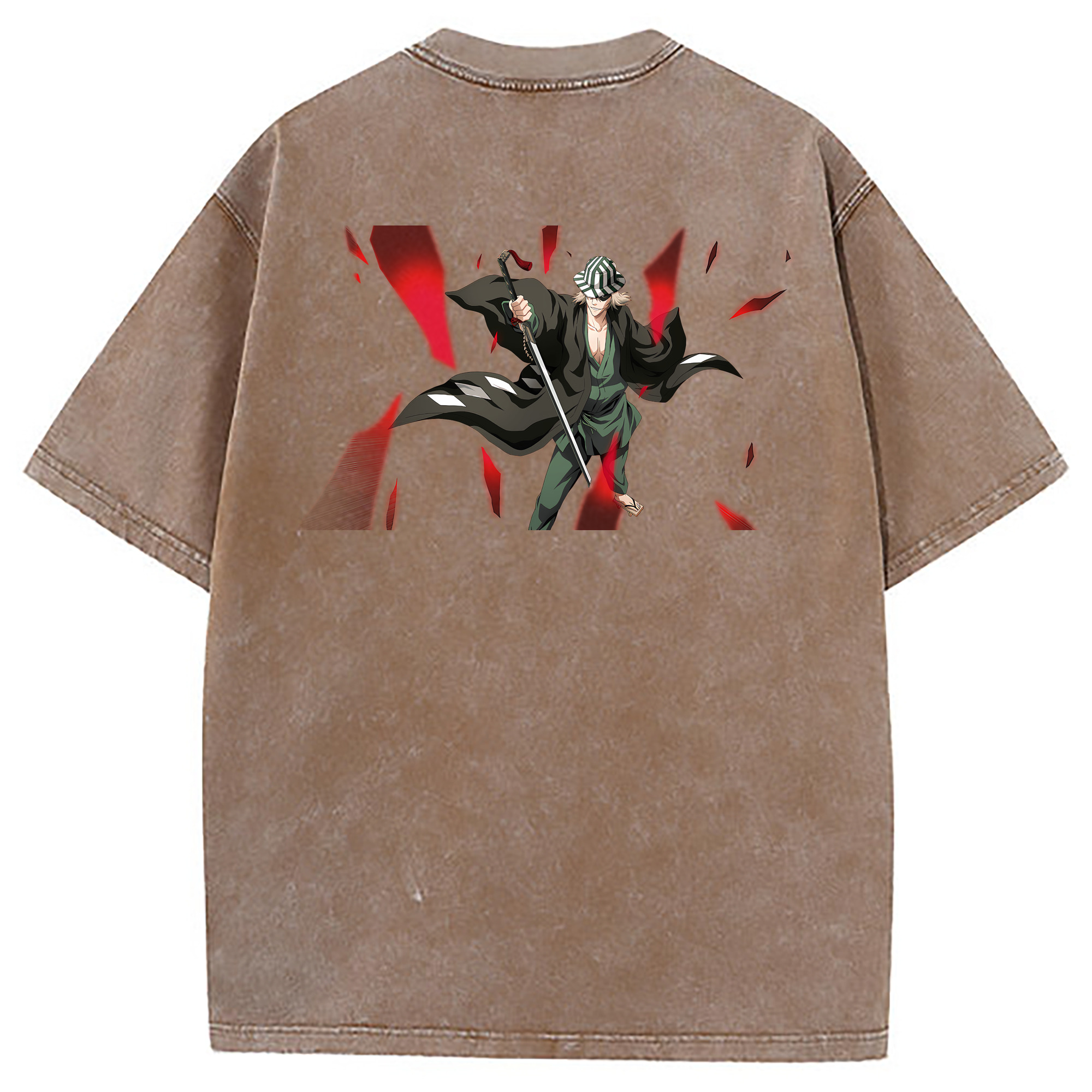 （画像用） "ブリーチ 浦原 喜助（うらはら きすけ） BLEACH Urahara Kisuke " 綿100% ヴィンテージ風 半袖Tシャツ（背面プリント）
