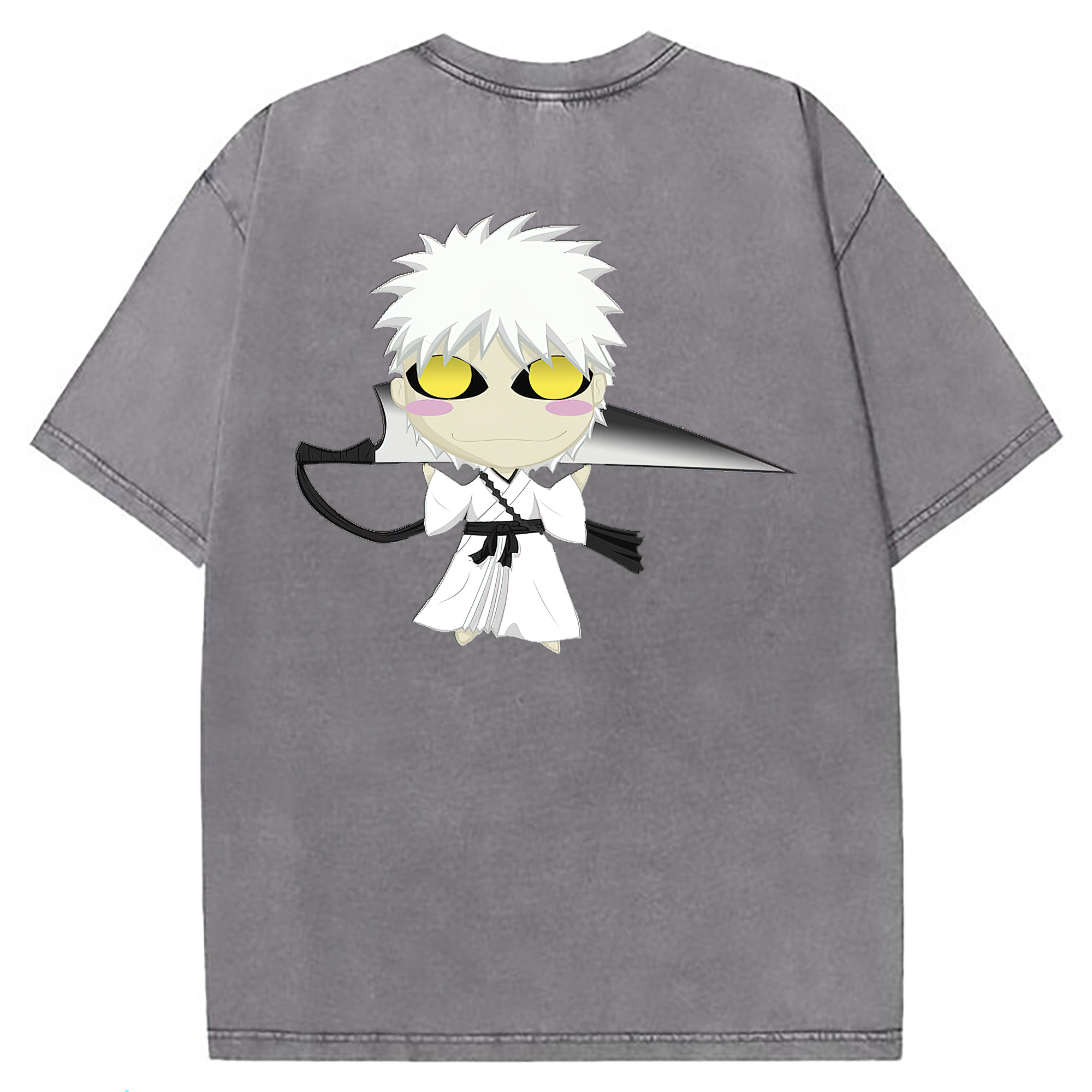 （画像用） ブリーチ 黒崎一護（くろさき いちご）BLEACH Kurosaki Ichigo 綿100% ヴィンテージ風 半袖Tシャツ（背面プリント）