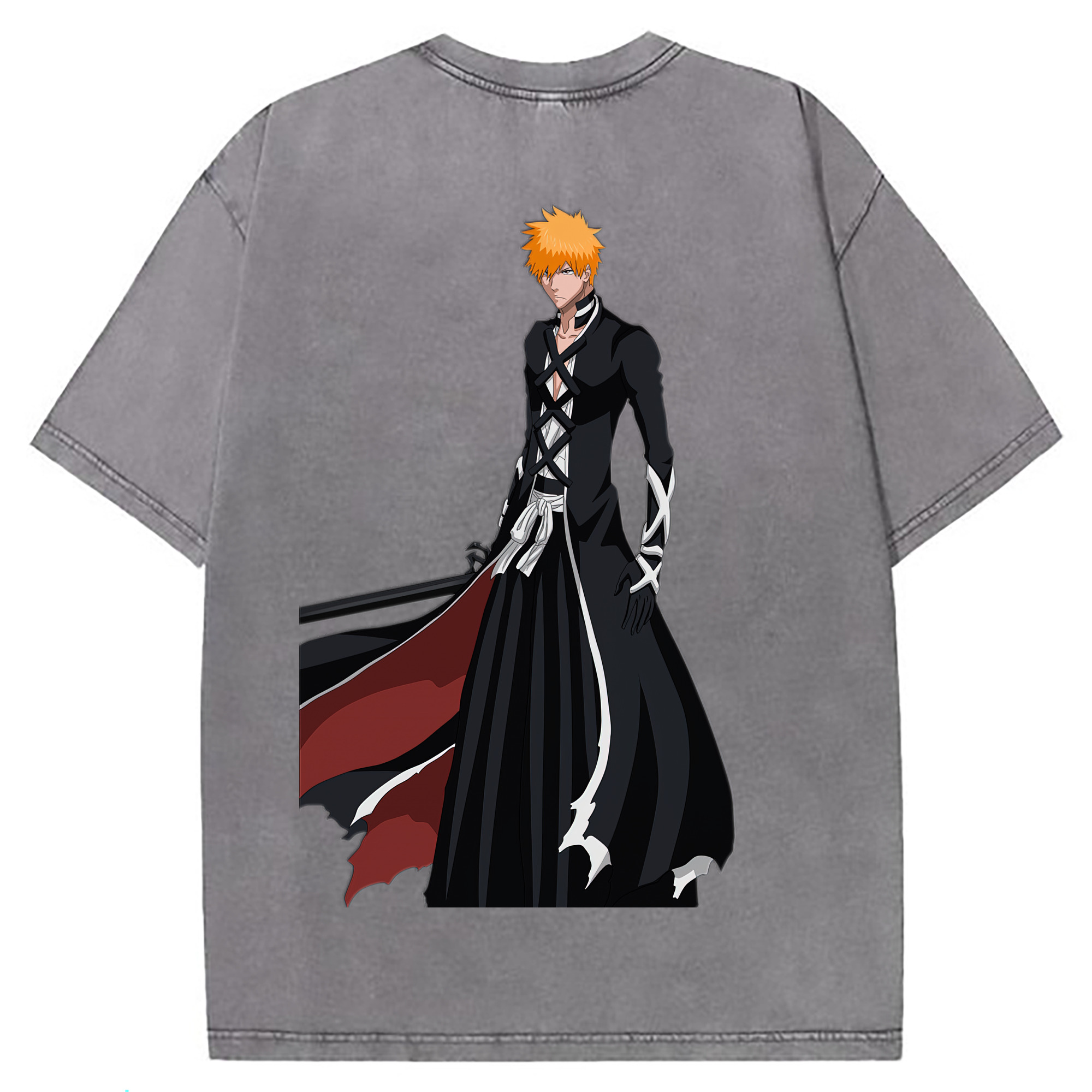 （画像用） ブリーチ 黒崎一護（くろさき いちご）BLEACH Kurosaki Ichigo 綿100% ヴィンテージ風 半袖Tシャツ（背面プリント）