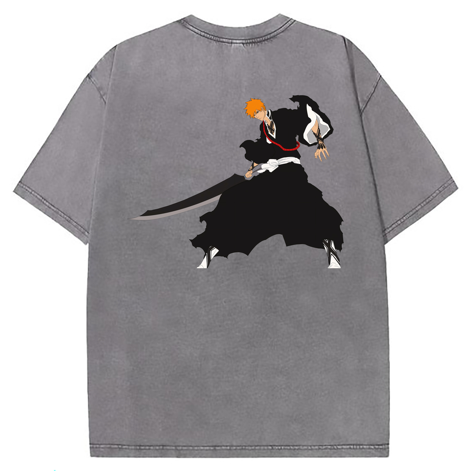 （画像用） ブリーチ 黒崎一護（くろさき いちご）BLEACH Kurosaki Ichigo 綿100% ヴィンテージ風 半袖Tシャツ（背面プリント）