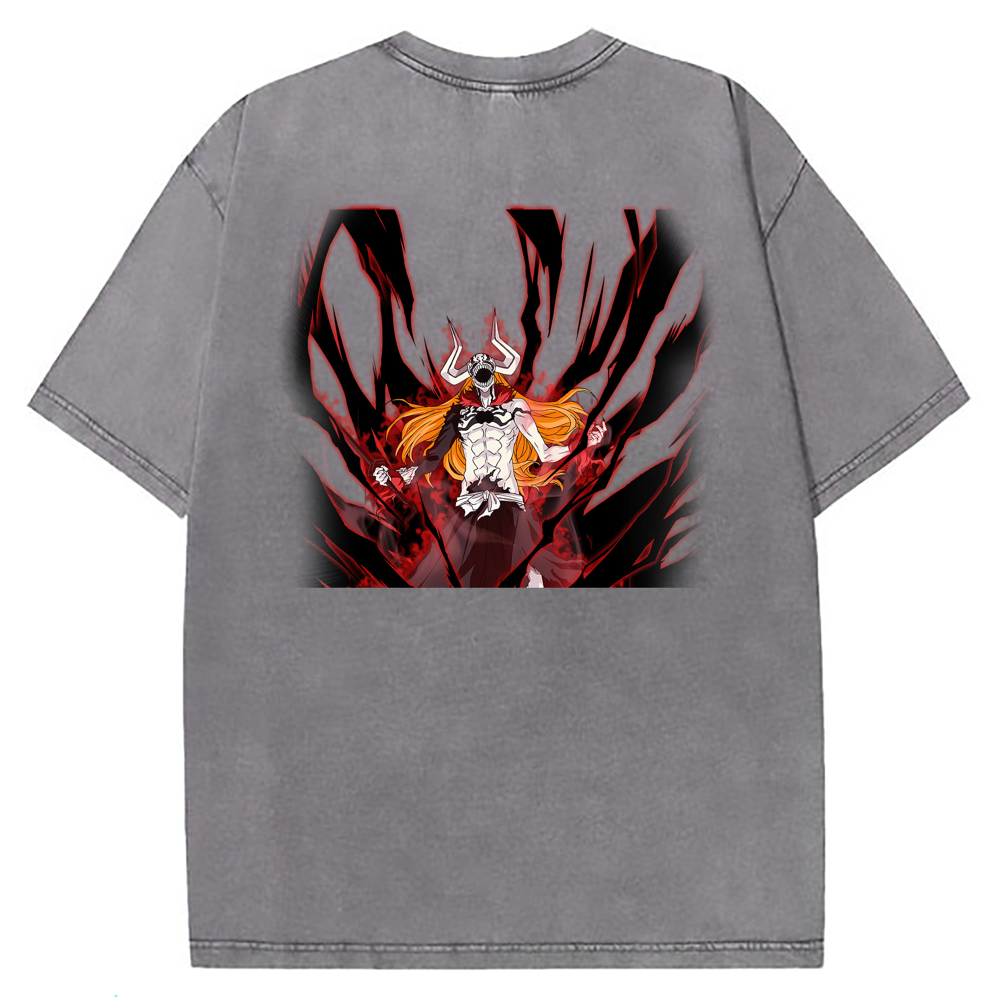 （画像用） ブリーチ 黒崎一護（くろさき いちご）BLEACH Kurosaki Ichigo 綿100% ヴィンテージ風 半袖Tシャツ（背面プリント）