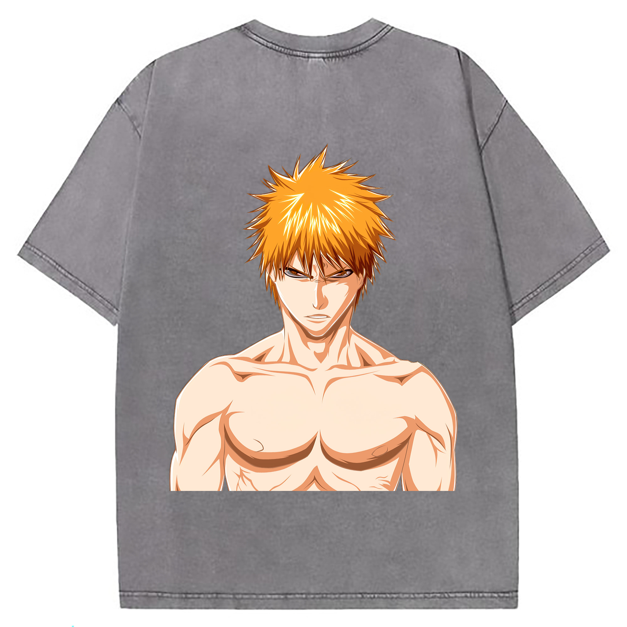 （画像用） ブリーチ 黒崎一護（くろさき いちご）BLEACH Kurosaki Ichigo 綿100% ヴィンテージ風 半袖Tシャツ（背面プリント）