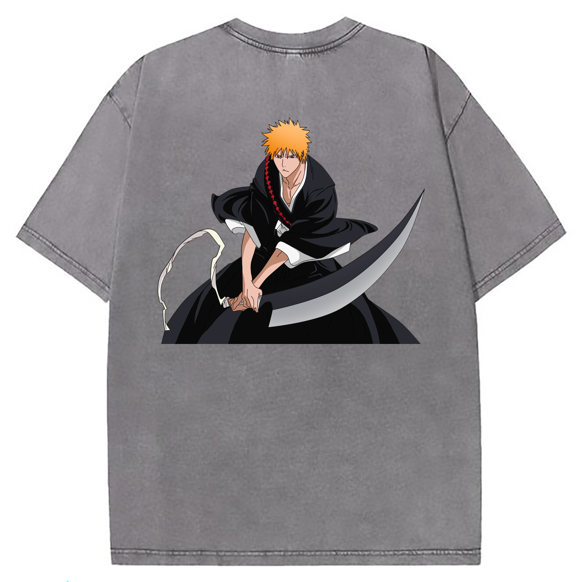 （画像用） ブリーチ 黒崎一護（くろさき いちご）BLEACH Kurosaki Ichigo 綿100% ヴィンテージ風 半袖Tシャツ（背面プリント）