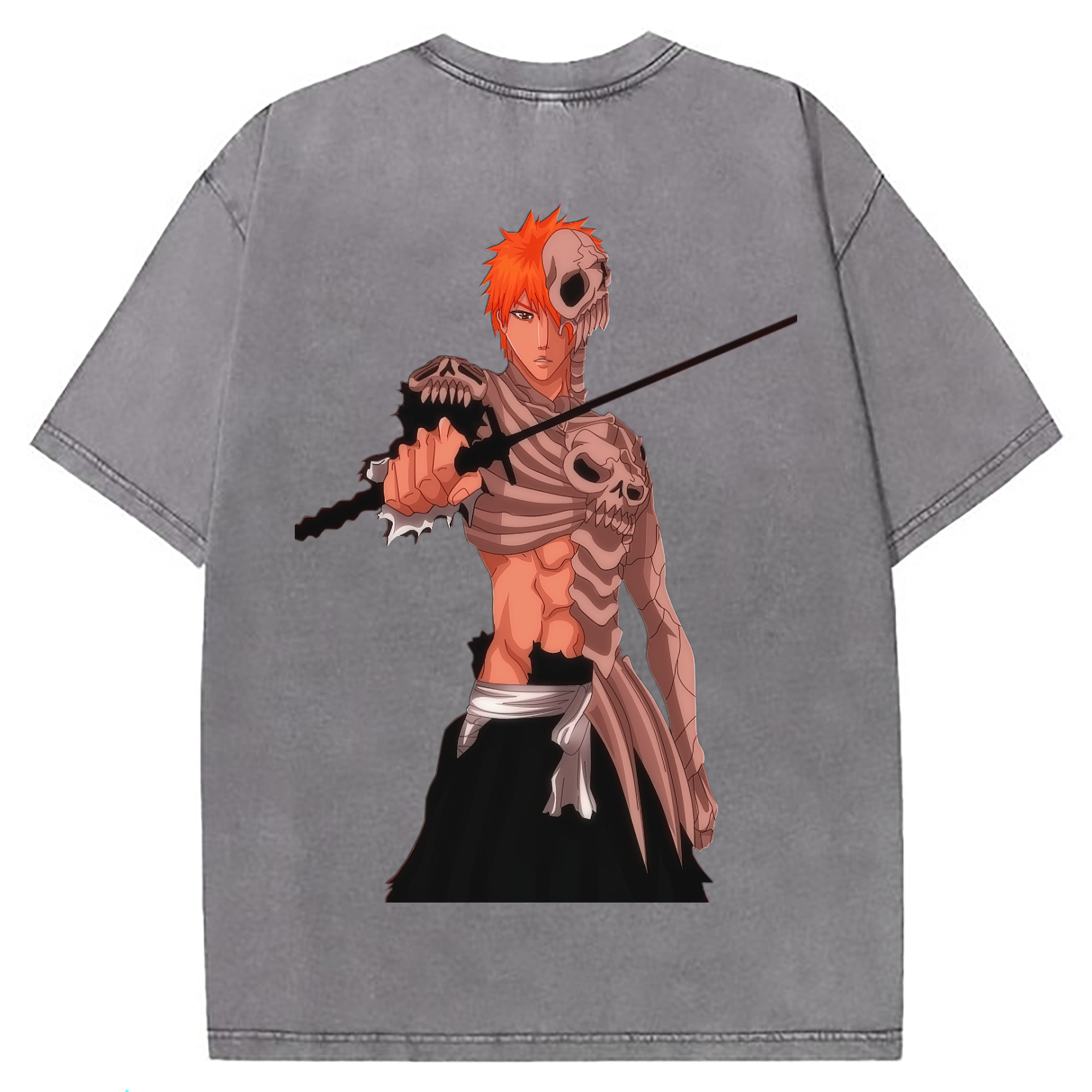 （画像用） ブリーチ 黒崎一護（くろさき いちご）BLEACH Kurosaki Ichigo 綿100% ヴィンテージ風 半袖Tシャツ（背面プリント）