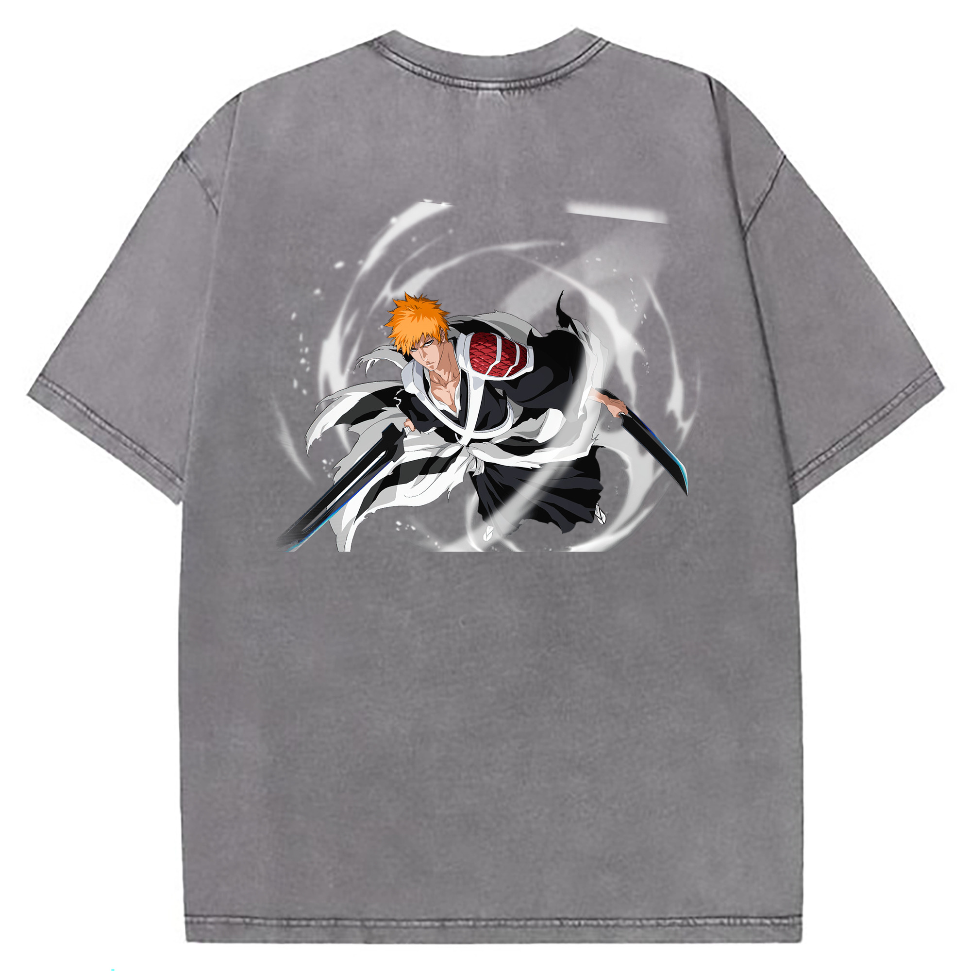 （画像用） ブリーチ 黒崎一護（くろさき いちご）BLEACH Kurosaki Ichigo 綿100% ヴィンテージ風 半袖Tシャツ（背面プリント）