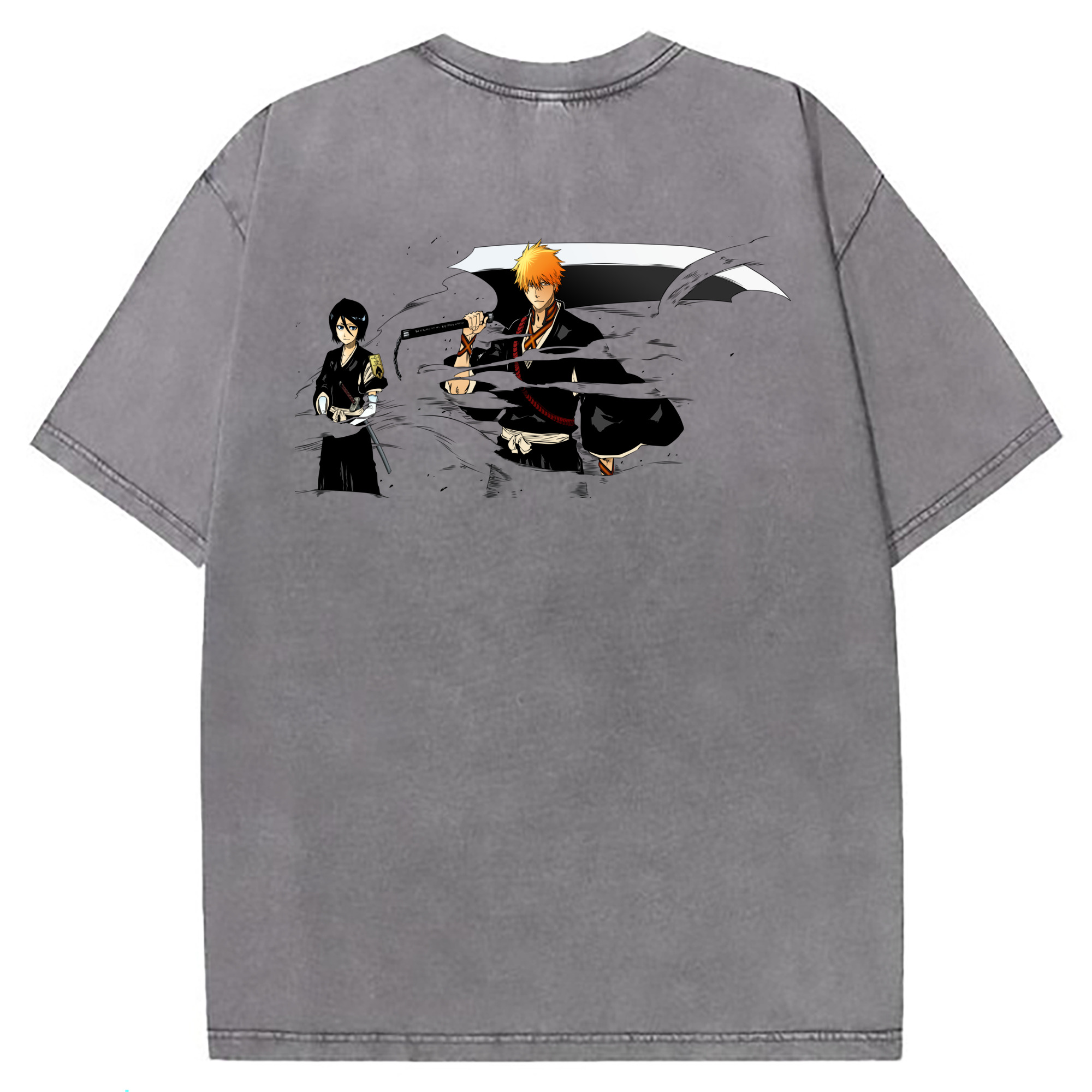 （画像用） ブリーチ 黒崎一護（くろさき いちご）BLEACH Kurosaki Ichigo 綿100% ヴィンテージ風 半袖Tシャツ（背面プリント）