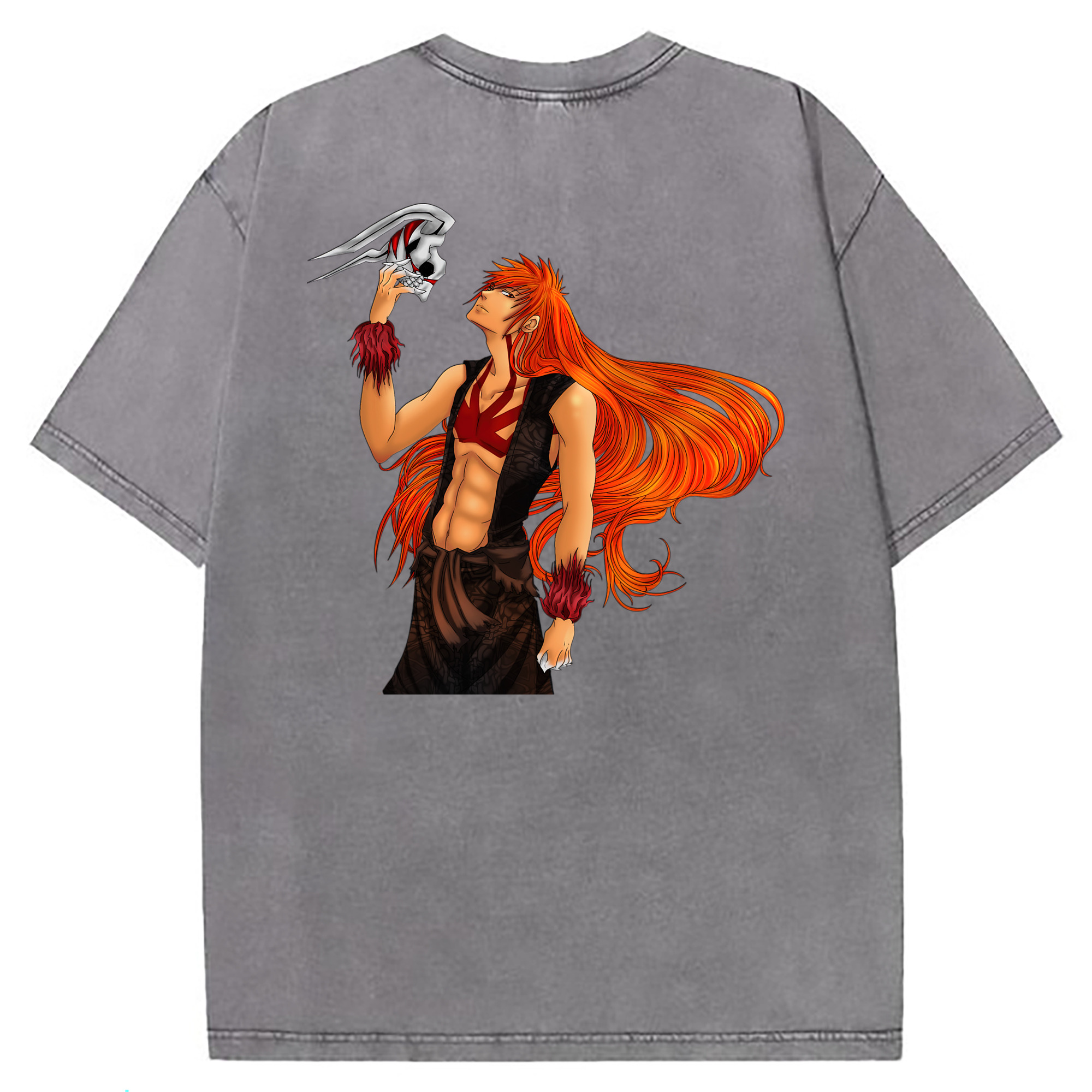 （画像用） ブリーチ 黒崎一護（くろさき いちご）BLEACH Kurosaki Ichigo 綿100% ヴィンテージ風 半袖Tシャツ（背面プリント）