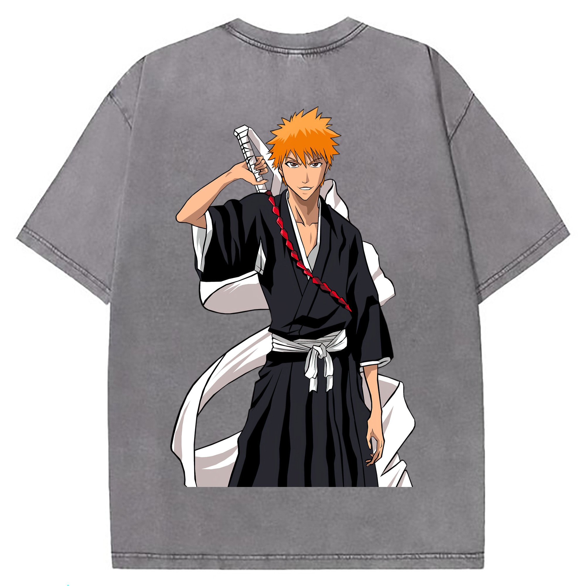 （画像用） ブリーチ 黒崎一護（くろさき いちご）BLEACH Kurosaki Ichigo 綿100% ヴィンテージ風 半袖Tシャツ（背面プリント）