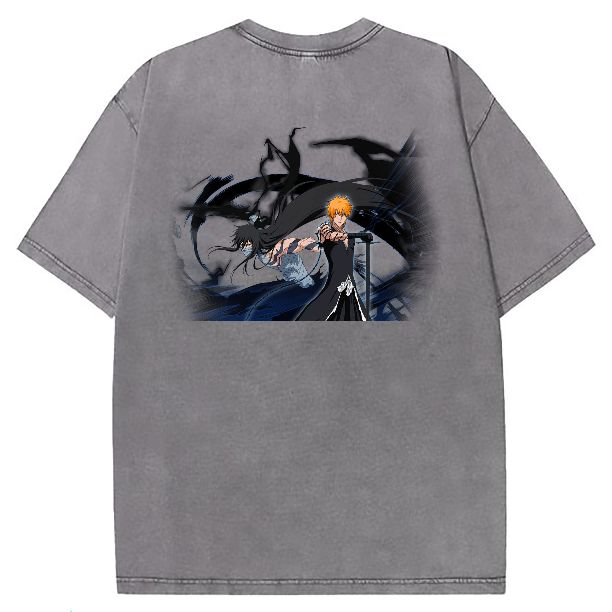 （画像用） ブリーチ 黒崎一護（くろさき いちご）BLEACH Kurosaki Ichigo 綿100% ヴィンテージ風 半袖Tシャツ（背面プリント）
