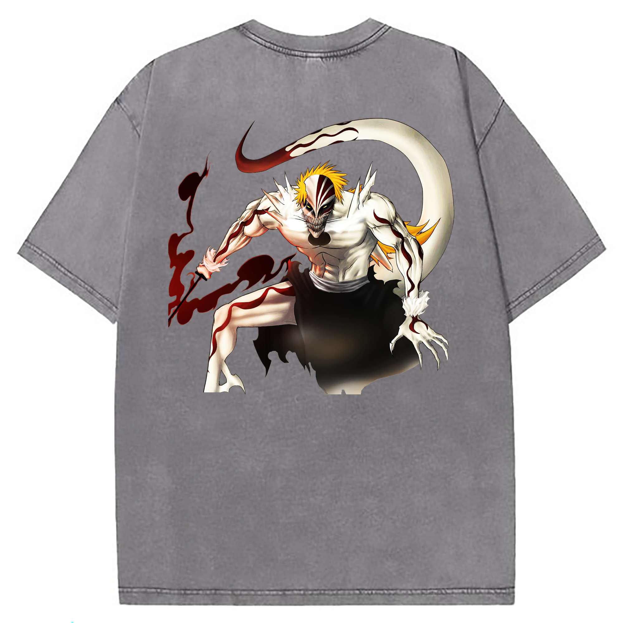 （画像用） ブリーチ 黒崎一護（くろさき いちご）BLEACH Kurosaki Ichigo 綿100% ヴィンテージ風 半袖Tシャツ（背面プリント）