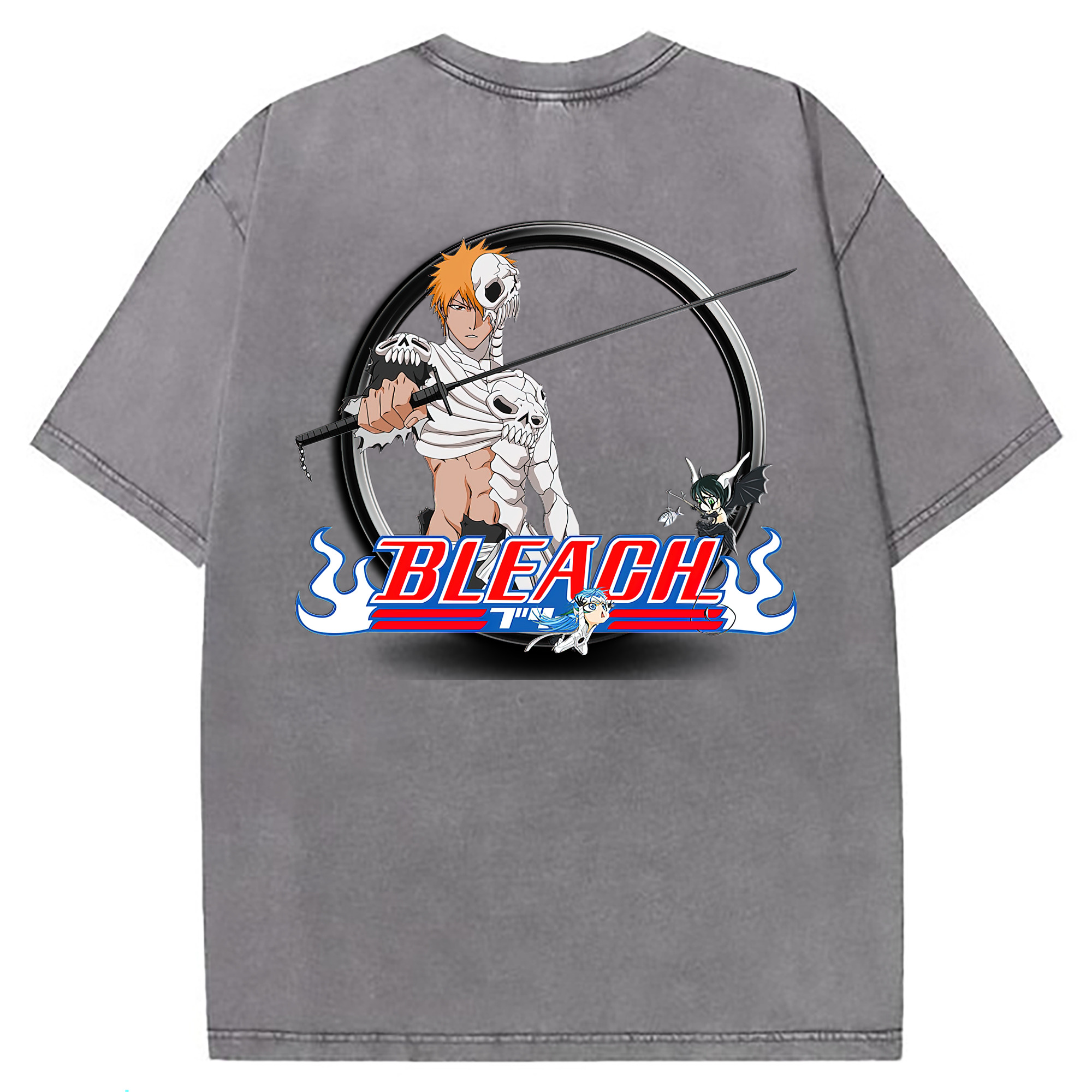 （画像用） ブリーチ 黒崎一護（くろさき いちご）BLEACH Kurosaki Ichigo 綿100% ヴィンテージ風 半袖Tシャツ（背面プリント）