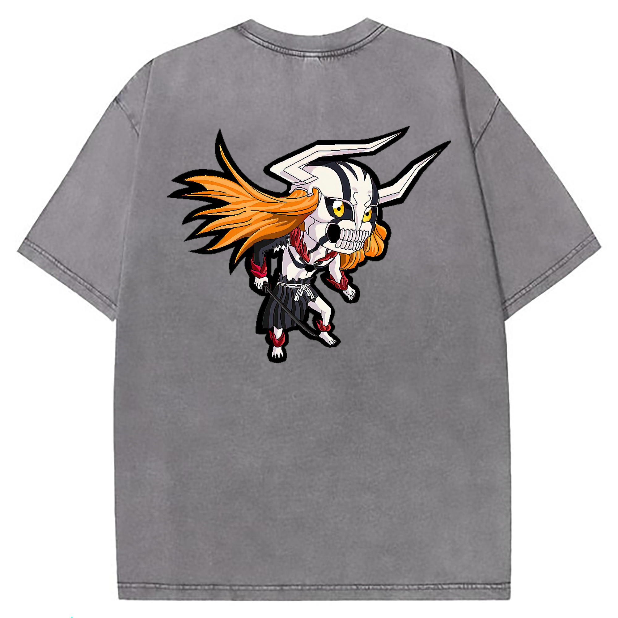 （画像用） ブリーチ 黒崎一護（くろさき いちご）BLEACH Kurosaki Ichigo 綿100% ヴィンテージ風 半袖Tシャツ（背面プリント）