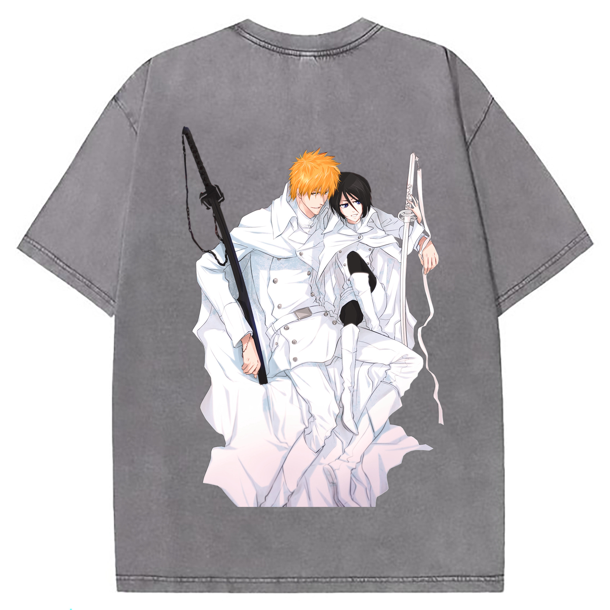 （画像用） ブリーチ 黒崎一護（くろさき いちご）BLEACH Kurosaki Ichigo 綿100% ヴィンテージ風 半袖Tシャツ（背面プリント）