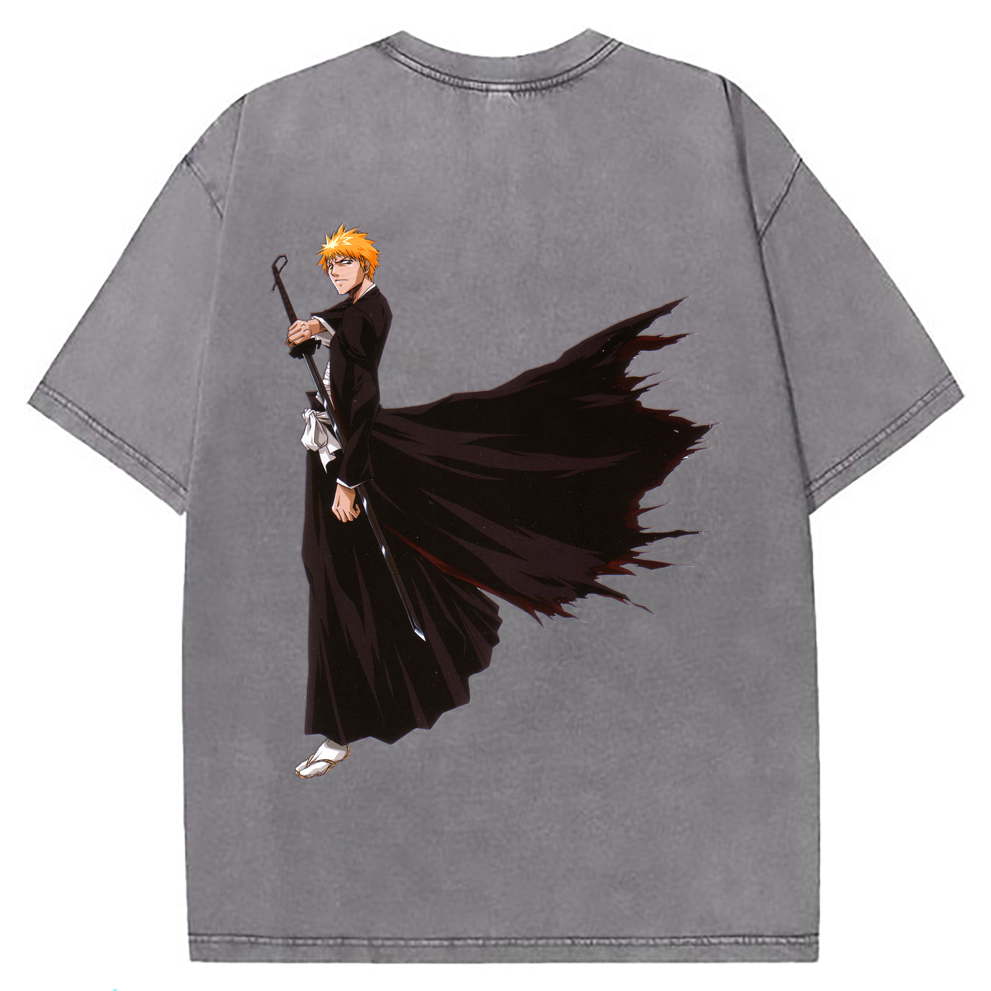 （画像用） ブリーチ 黒崎一護（くろさき いちご）BLEACH Kurosaki Ichigo 綿100% ヴィンテージ風 半袖Tシャツ（背面プリント）