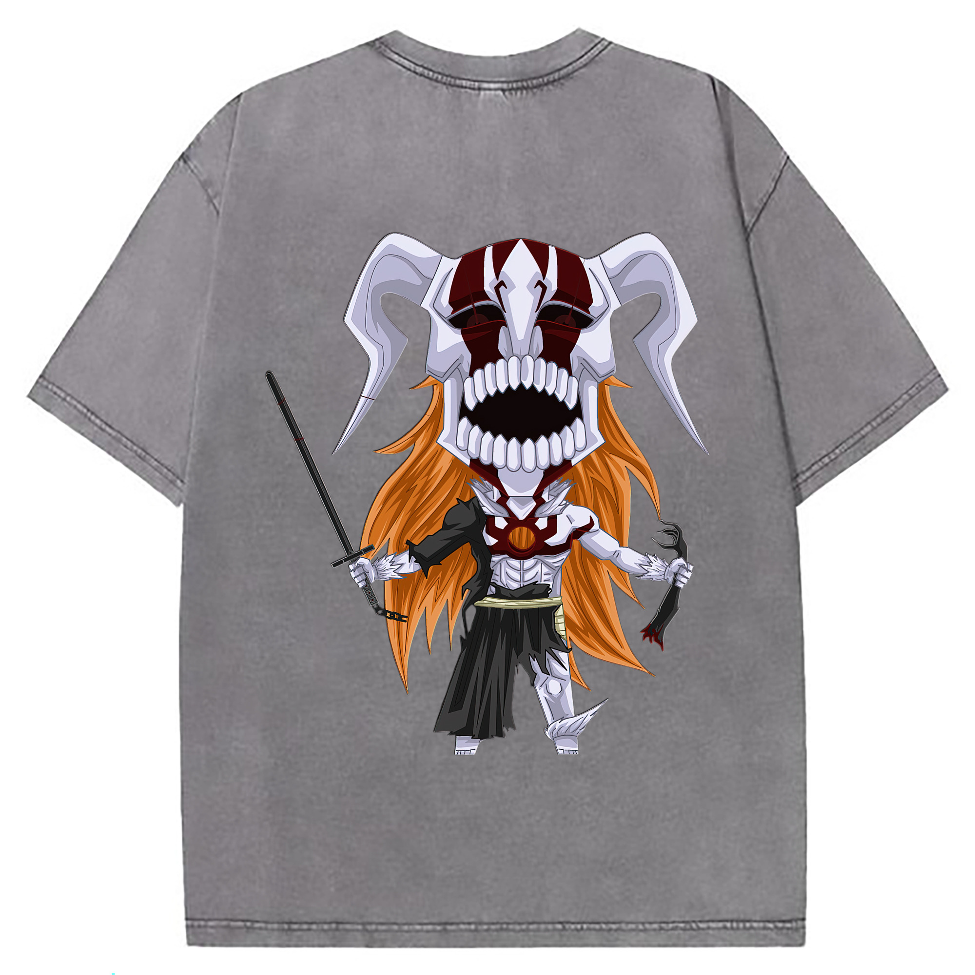 （画像用） ブリーチ 黒崎一護（くろさき いちご）BLEACH Kurosaki Ichigo 綿100% ヴィンテージ風 半袖Tシャツ（背面プリント）