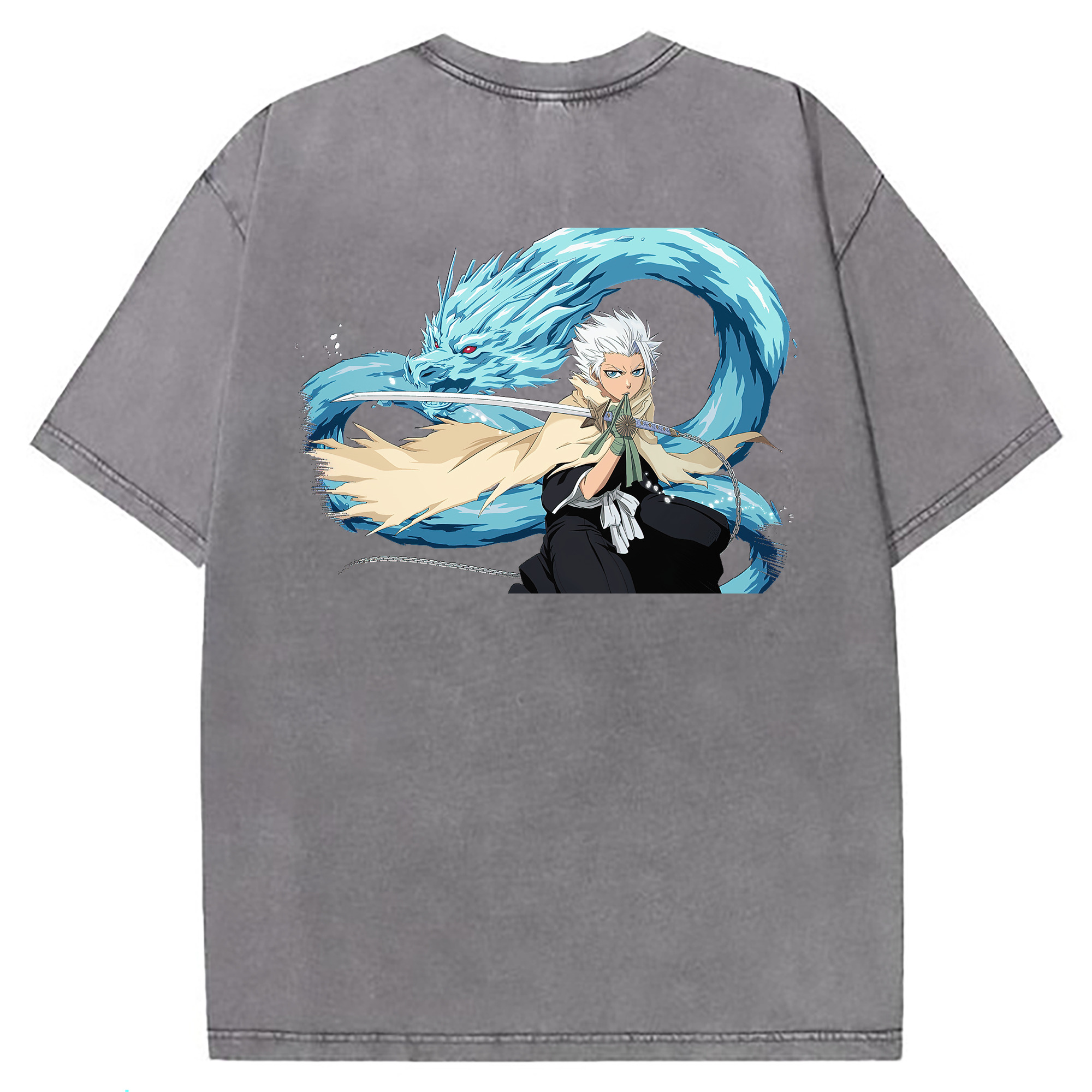 （画像用） ブリーチ 日番谷冬獅郎（ひつがや とうしろう） BLEACH Hitsugaya Toushirou 綿100% ヴィンテージ風 半袖Tシャツ（背面プリント）