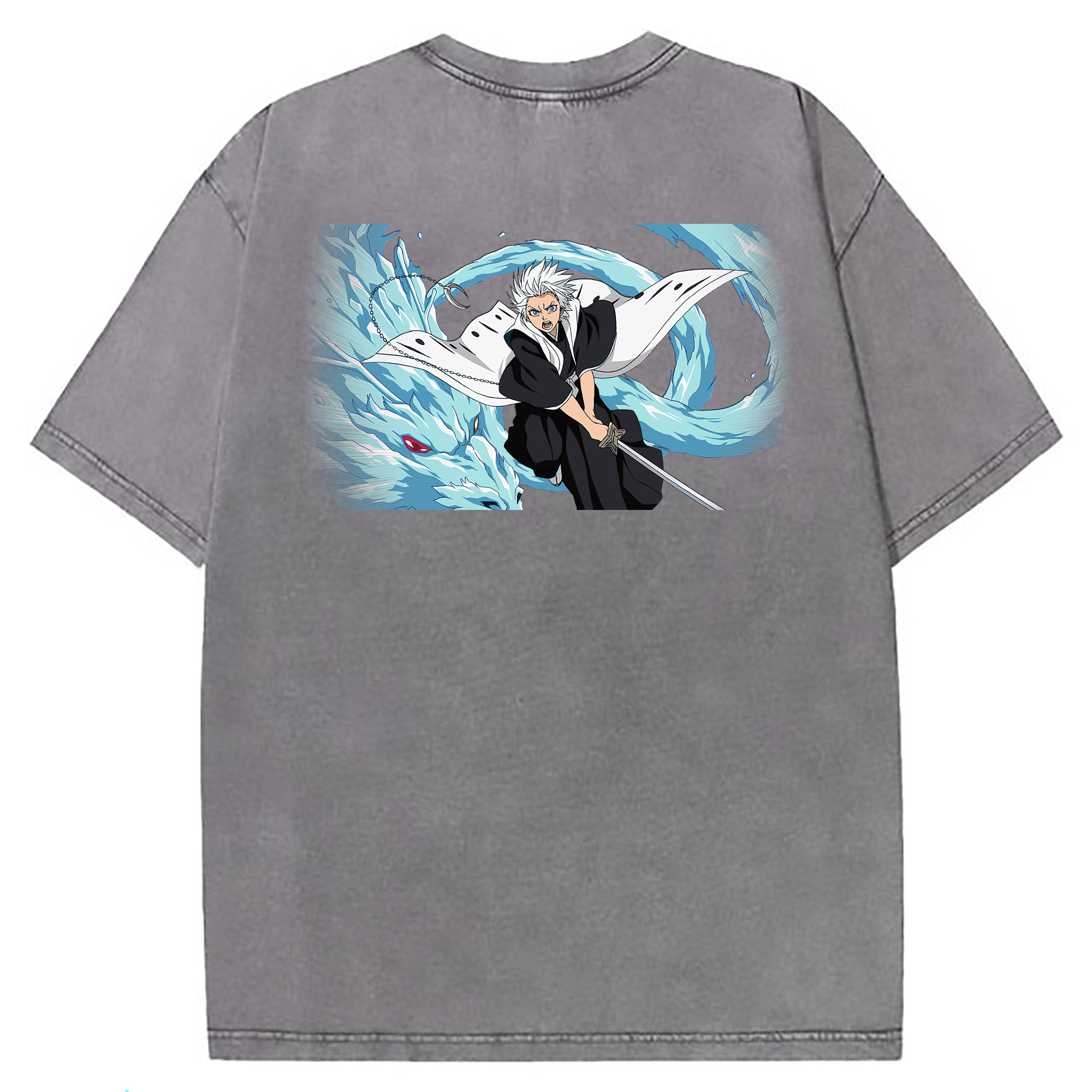（画像用） ブリーチ 日番谷冬獅郎（ひつがや とうしろう） BLEACH Hitsugaya Toushirou 綿100% ヴィンテージ風 半袖Tシャツ（背面プリント）
