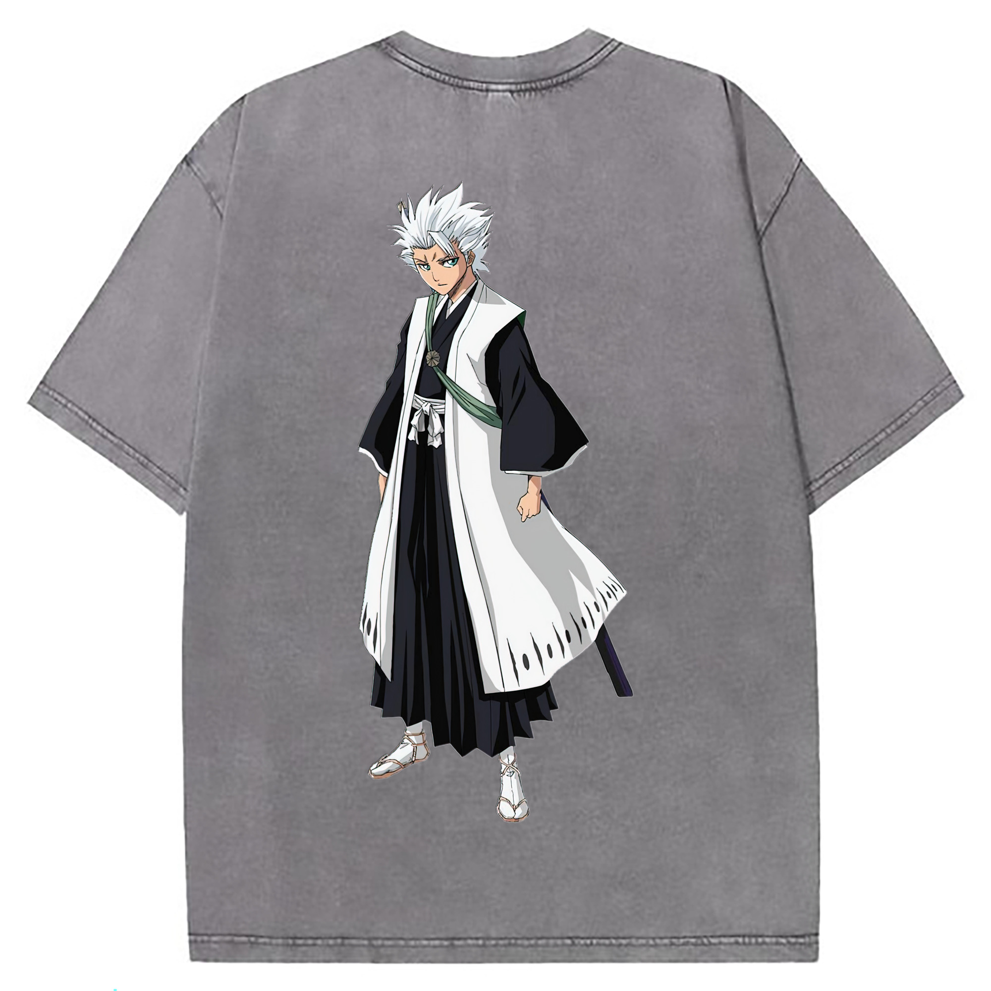 （画像用） ブリーチ 日番谷冬獅郎（ひつがや とうしろう） BLEACH Hitsugaya Toushirou 綿100% ヴィンテージ風 半袖Tシャツ（背面プリント）
