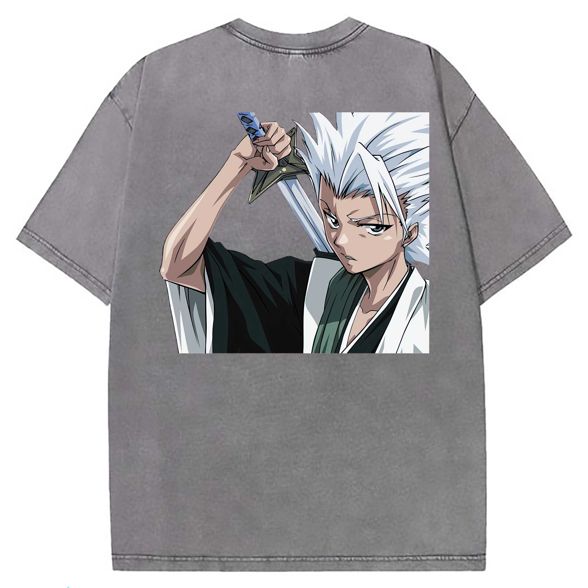 （画像用） ブリーチ 日番谷冬獅郎（ひつがや とうしろう） BLEACH Hitsugaya Toushirou 綿100% ヴィンテージ風 半袖Tシャツ（背面プリント）