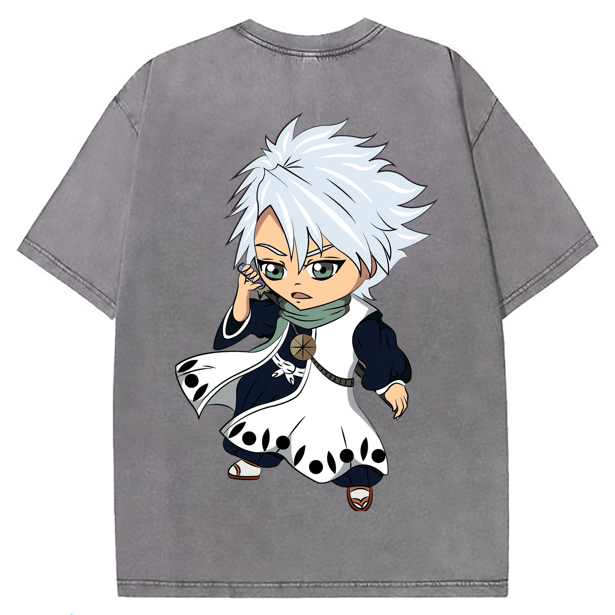 （画像用） ブリーチ 日番谷冬獅郎（ひつがや とうしろう） BLEACH Hitsugaya Toushirou 綿100% ヴィンテージ風 半袖Tシャツ（背面プリント）