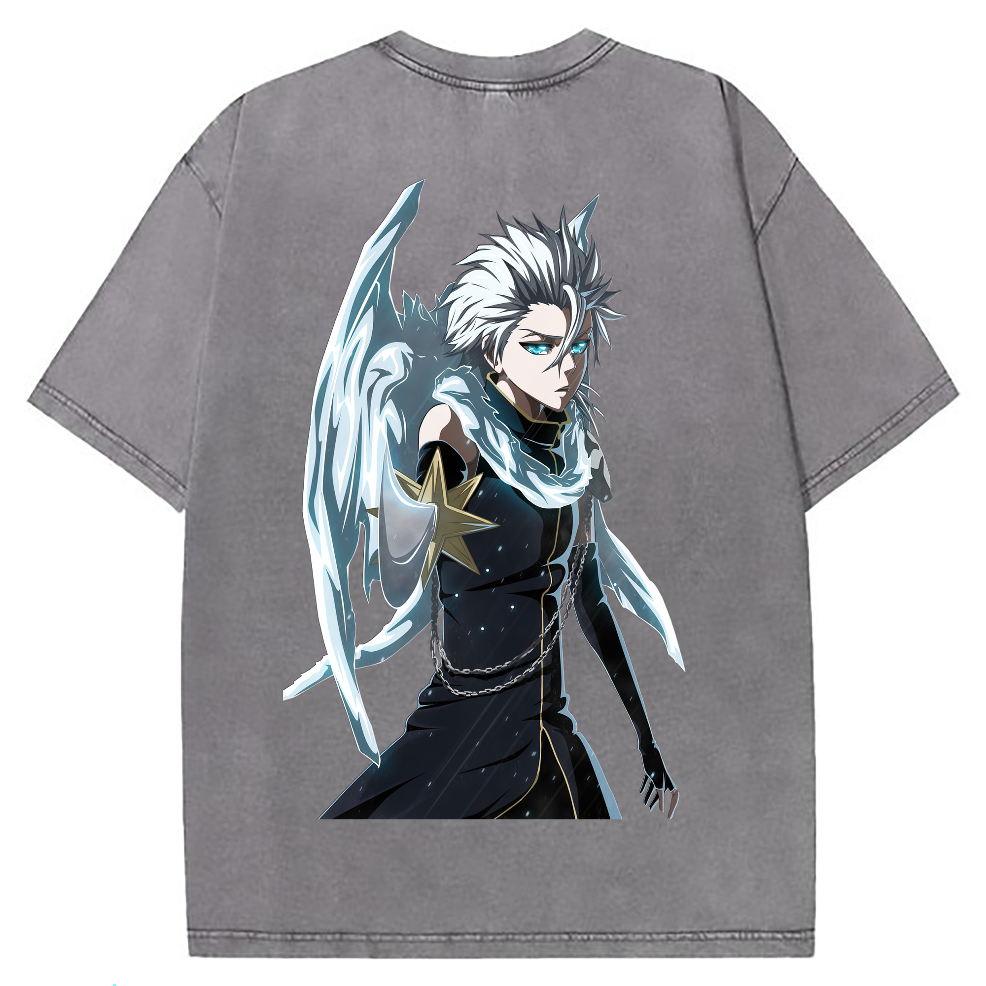 （画像用） ブリーチ 日番谷冬獅郎（ひつがや とうしろう） BLEACH Hitsugaya Toushirou 綿100% ヴィンテージ風 半袖Tシャツ（背面プリント）