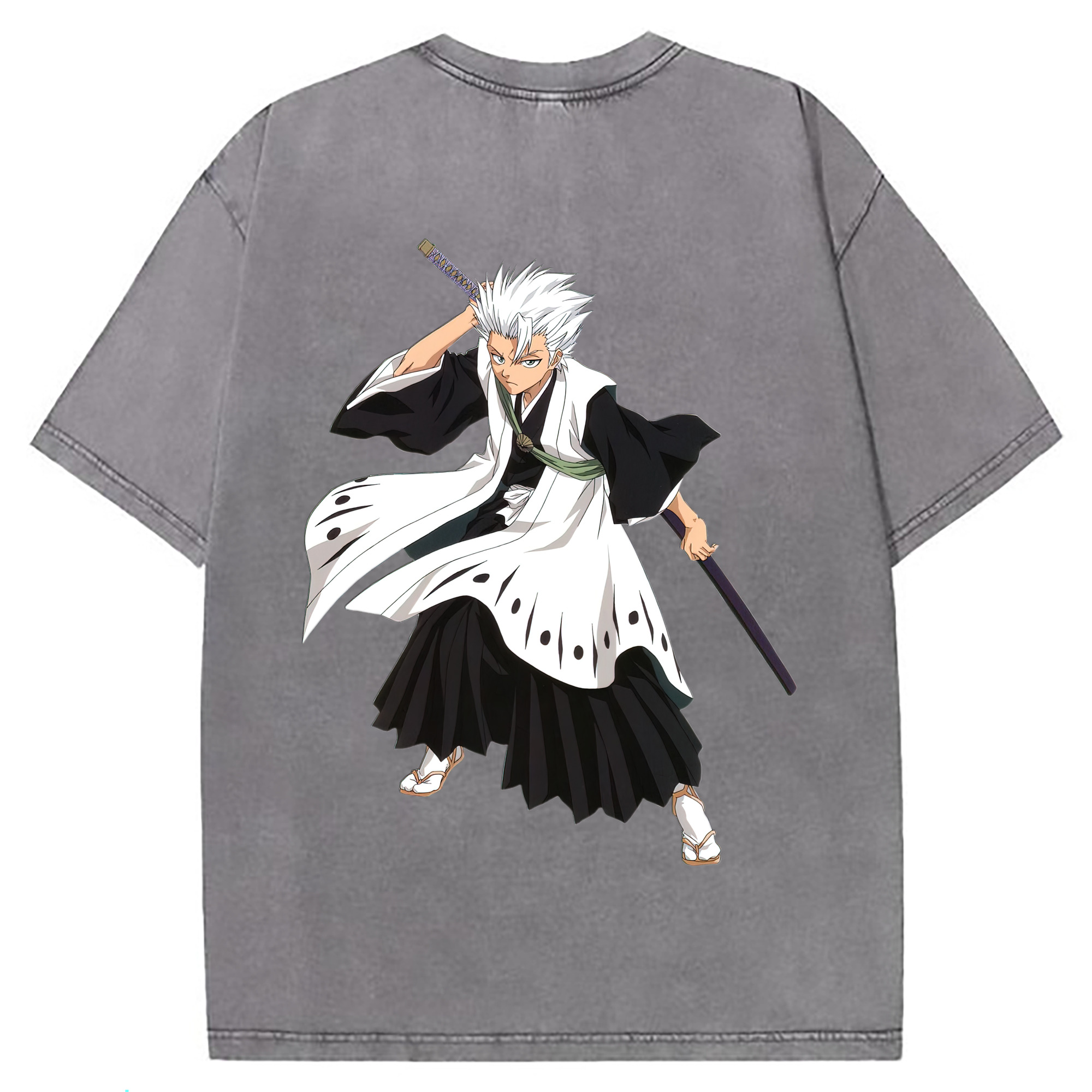 （画像用） ブリーチ 日番谷冬獅郎（ひつがや とうしろう） BLEACH Hitsugaya Toushirou 綿100% ヴィンテージ風 半袖Tシャツ（背面プリント）
