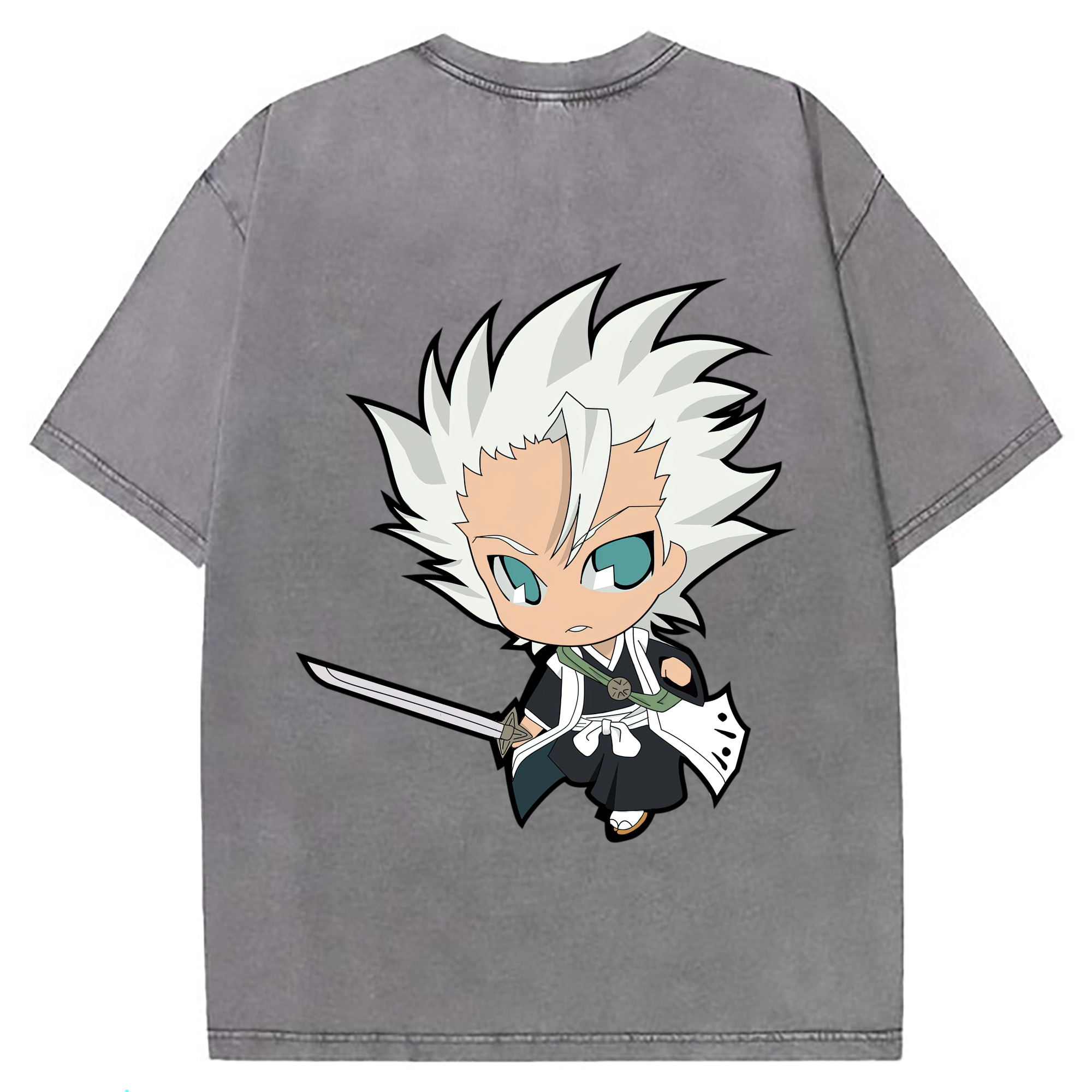 （画像用） ブリーチ 日番谷冬獅郎（ひつがや とうしろう） BLEACH Hitsugaya Toushirou 綿100% ヴィンテージ風 半袖Tシャツ（背面プリント）