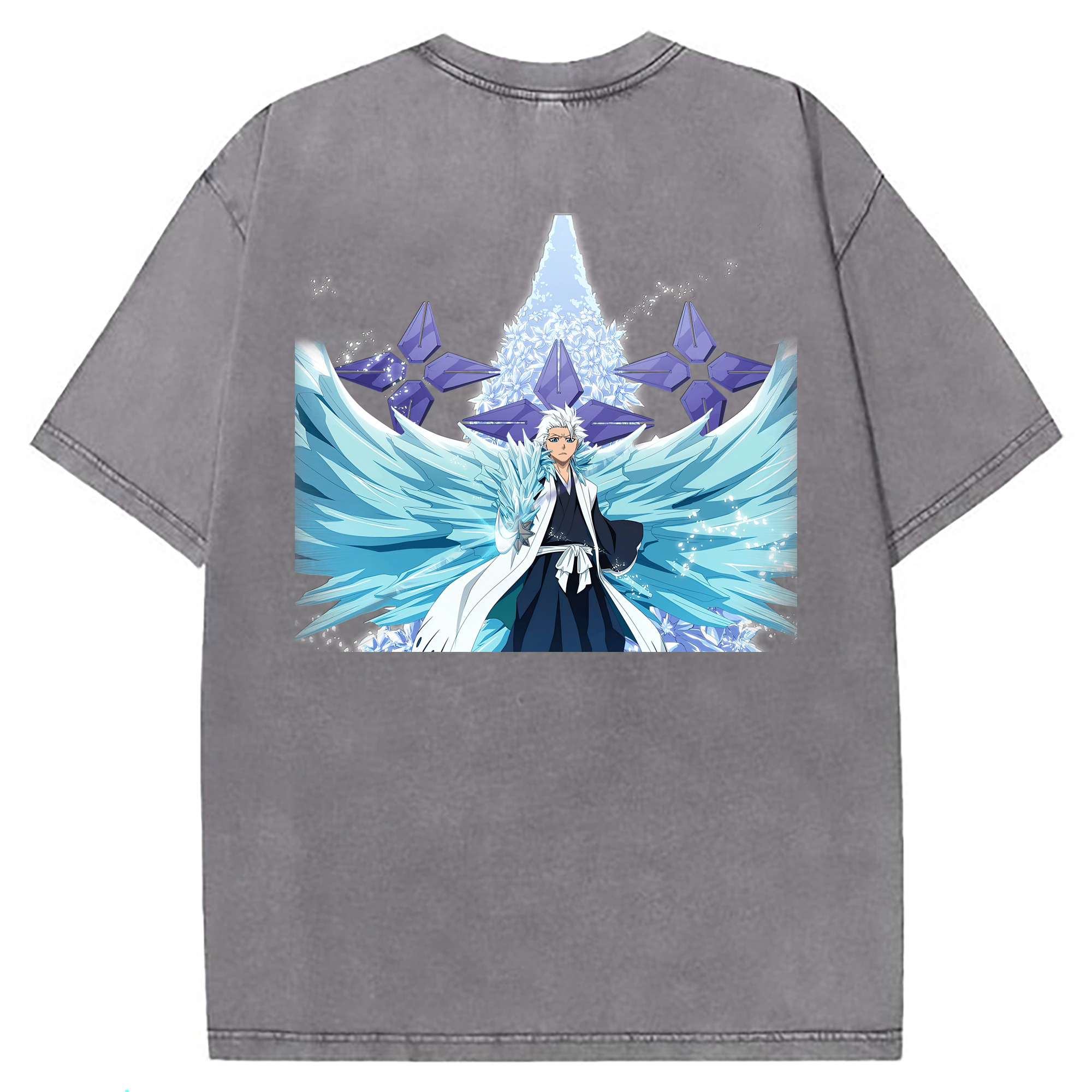 （画像用） ブリーチ 日番谷冬獅郎（ひつがや とうしろう） BLEACH Hitsugaya Toushirou 綿100% ヴィンテージ風 半袖Tシャツ（背面プリント）
